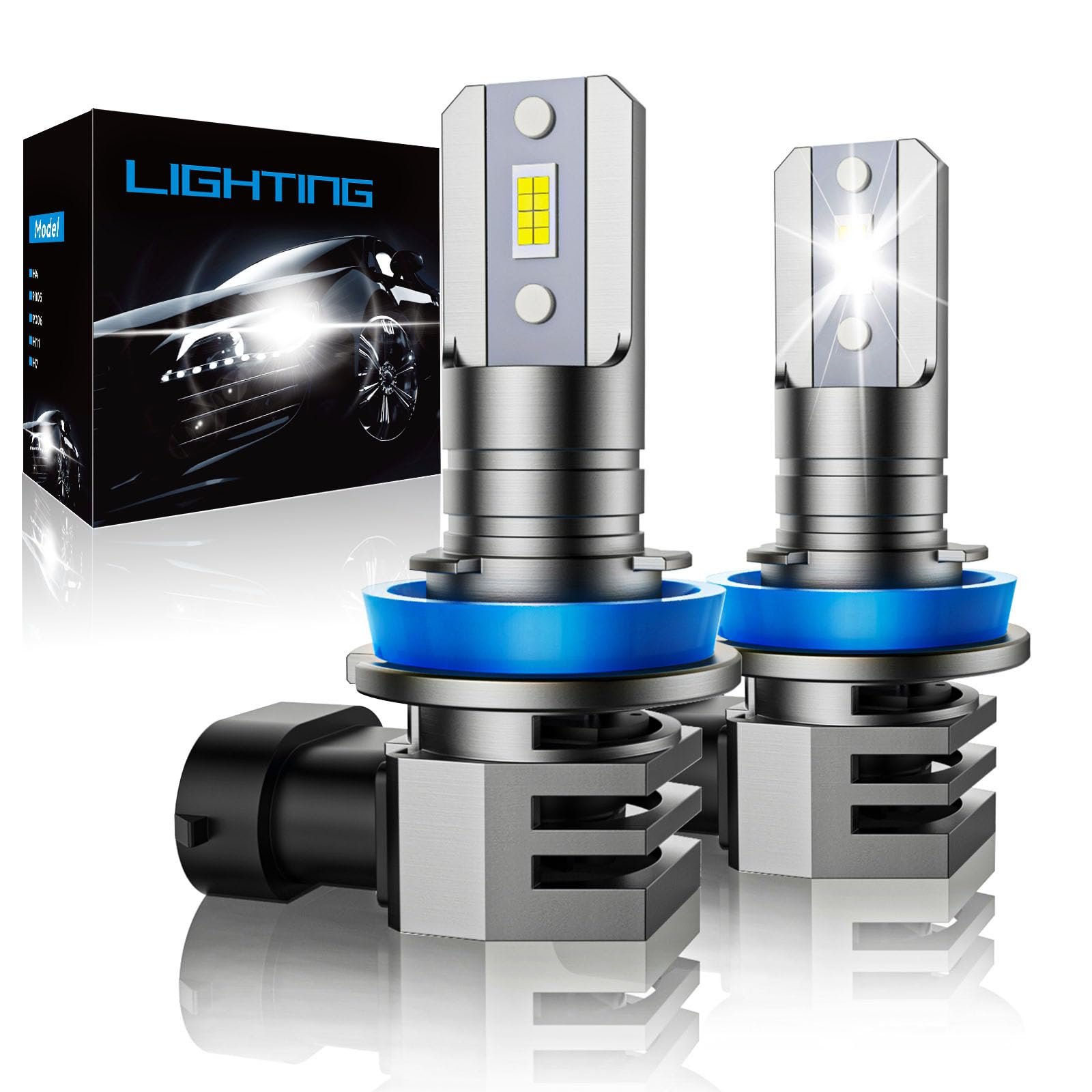 Rcj H11 Led Bulbs, H8/H9/H16 Fog Light 1:1 Mini Size 60W 16000Lm Ultra Brightness 6000K Cool White With 12000Rpm Cooling Fan, Pl