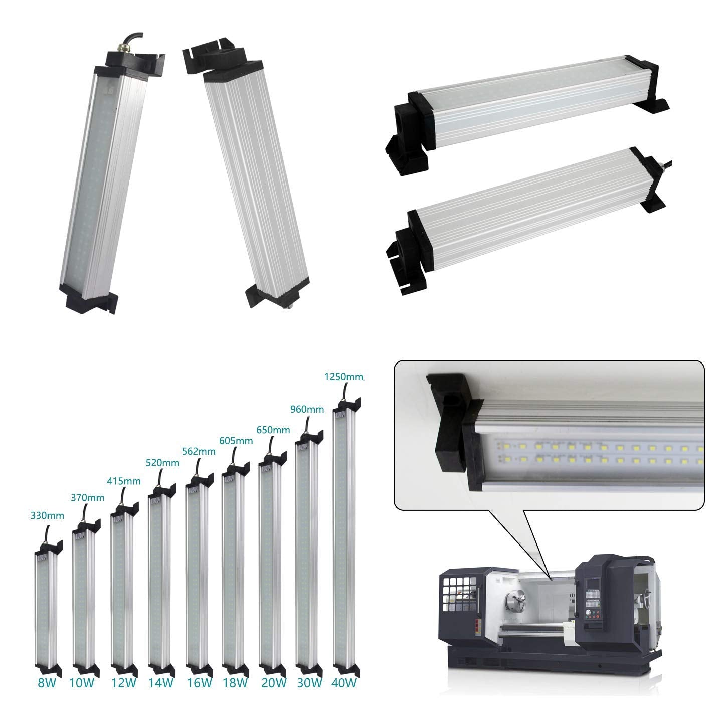 Led Industrial Machine Tube Light, Ip66 Waterproof Explosionproof Work Lamp 37.8" 30W For Cnc Internal, 110V To 220V Universal