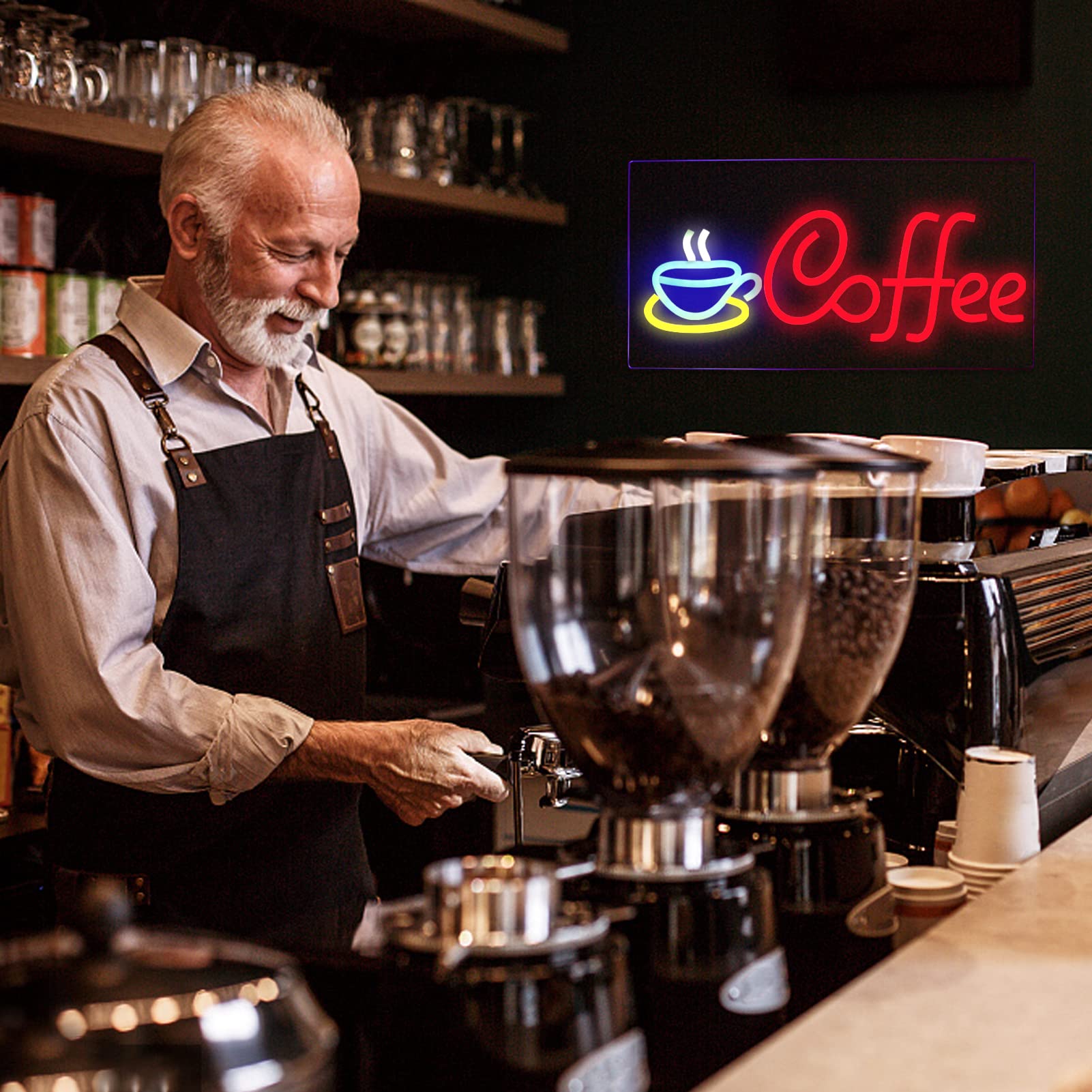 Jfllamp Coffee Neon Sign - Led Wall Decor For Home, Cafe, Bistro, Man Cave, Party, 5V Usb Power