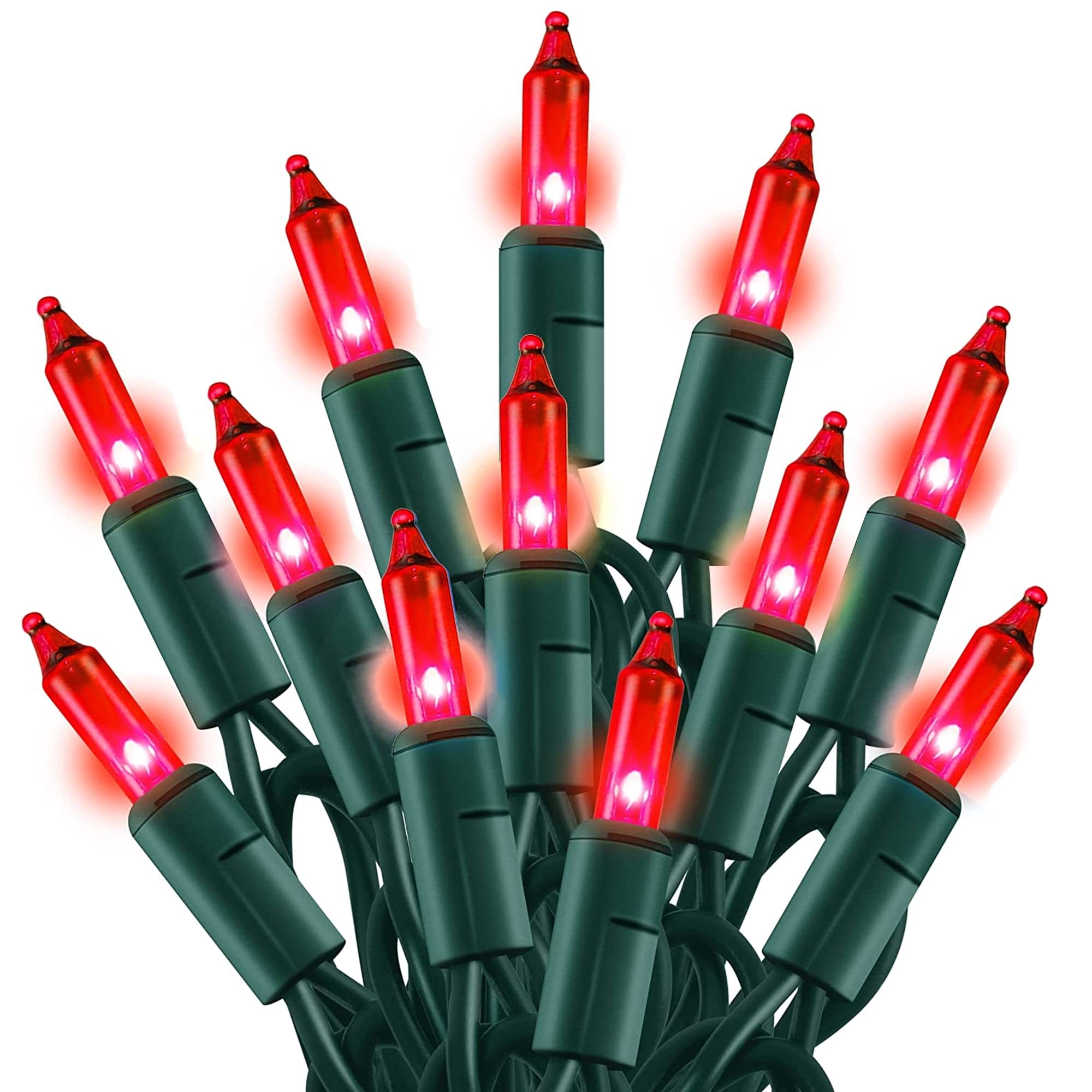 Dazzle Bright Christmas Lights, 20FT 100 Count Incandescent Waterproof Mini String Lights Plug in, Connectable Christmas Decorations for Outdoor Home Party Garden Yard (100 Count, Red)