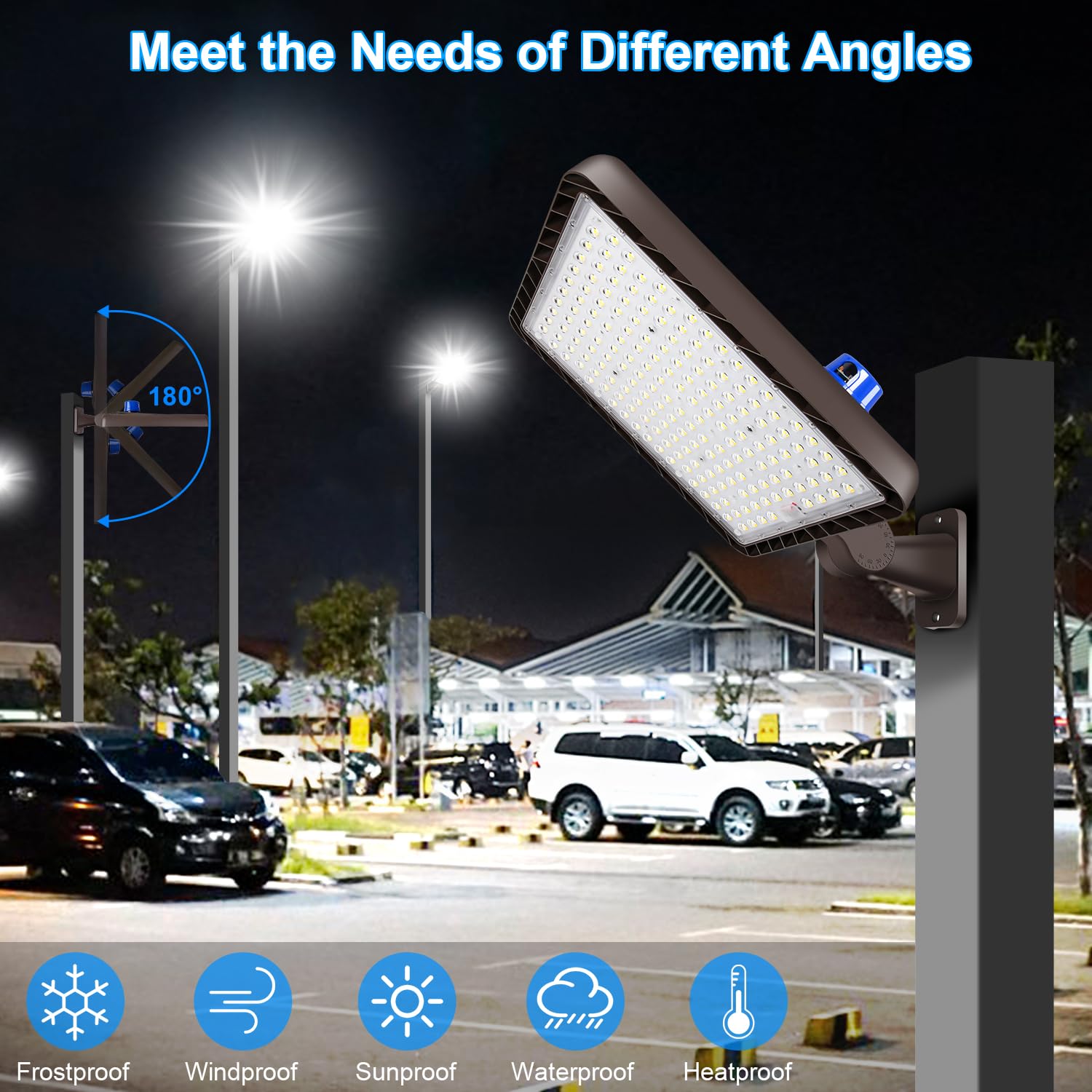 Ledmo 480W Led Parking Lot Light 5000K 72000Lm Super Bright Dusk To Dawn Outdoor Commercial Street Light Ip65 Exterior Security Large Area Flood Lighting With 180Adjustable Bracket