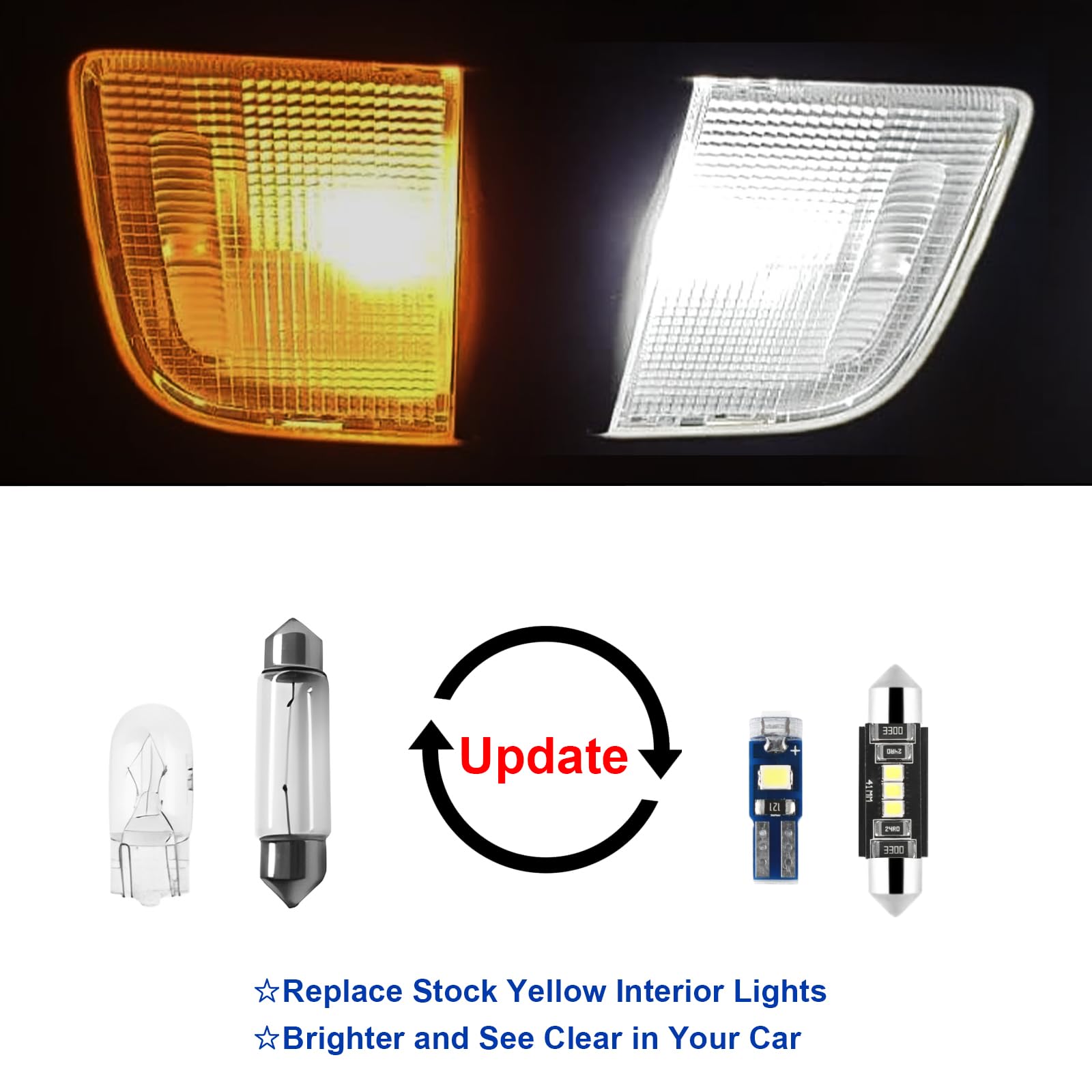 Easy Eagle 11Pcs Car Interior Lights: Super Bright Bulbs For 2011 2012 2013 2014 2015 2016 2017 2018 2019 2020 Explorer 6000K White Led Lighting Package Kit Includes Light Accessories Install Tool