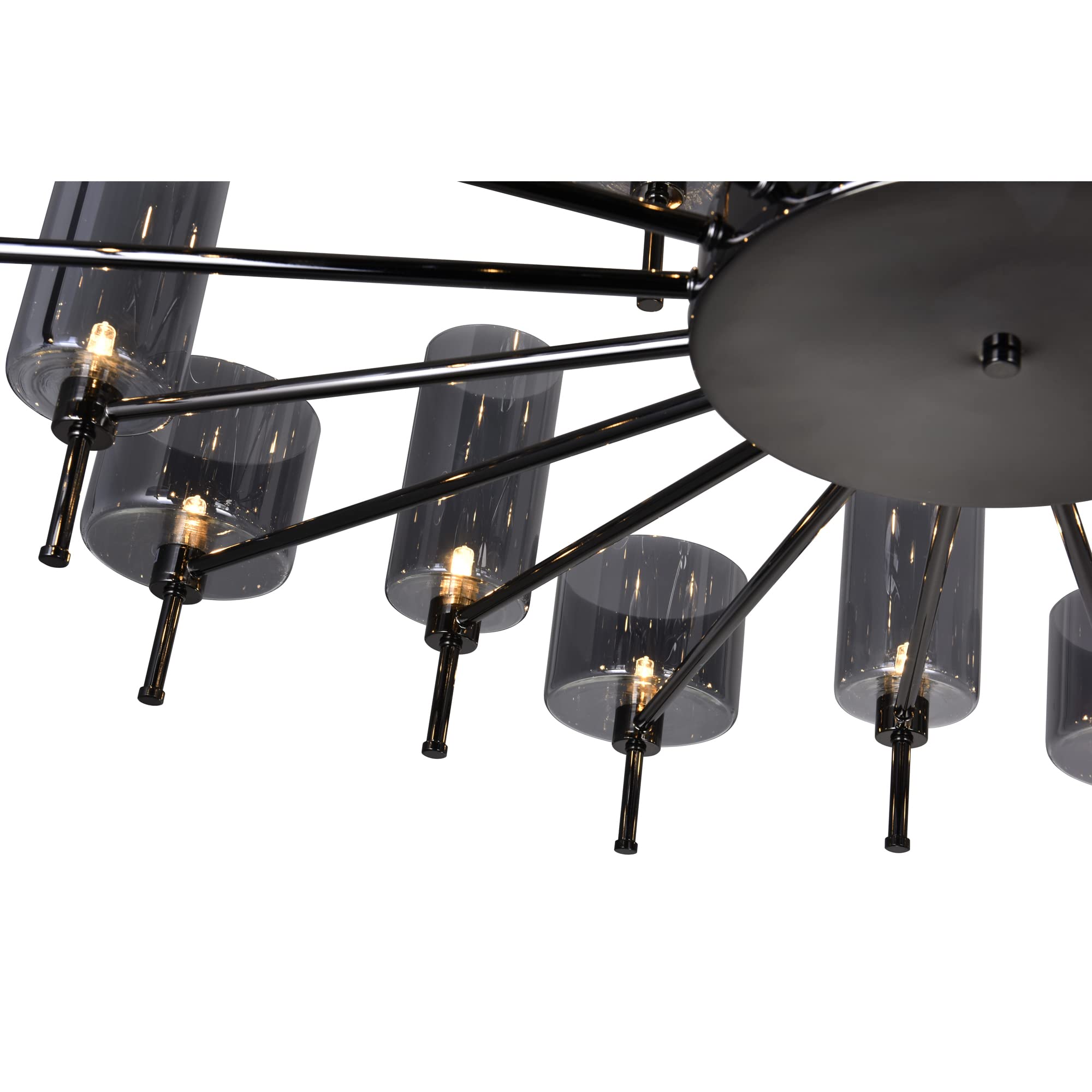 CWI Lighting Montoya 30 Light Up Contemporary Metal Chandelier in Black