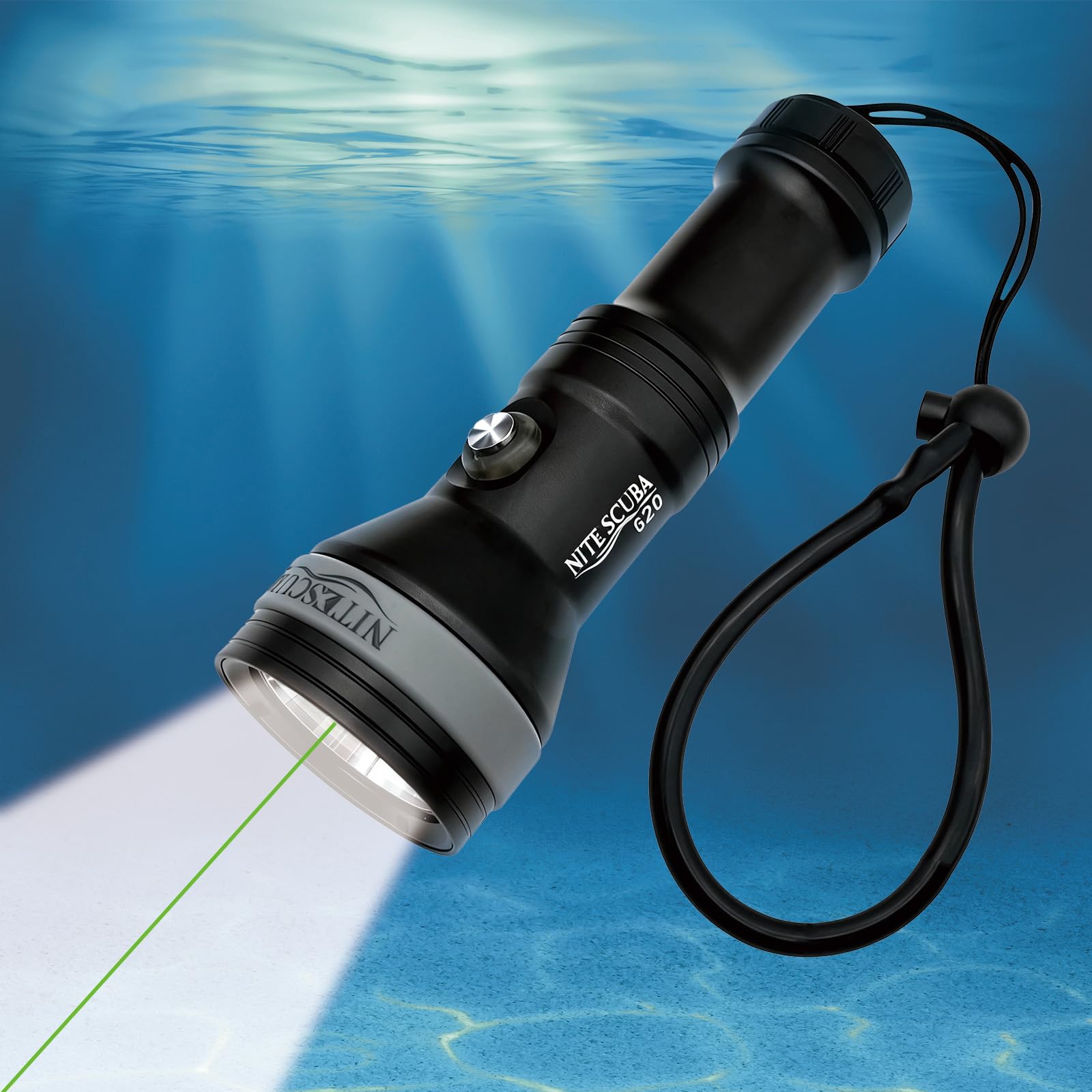 nitescuba G20 Scuba Diving Signal Light 2000 Lumens Underwater Flashlight, 500M Green Beam and White LED Combo, Rechargeabl Batt