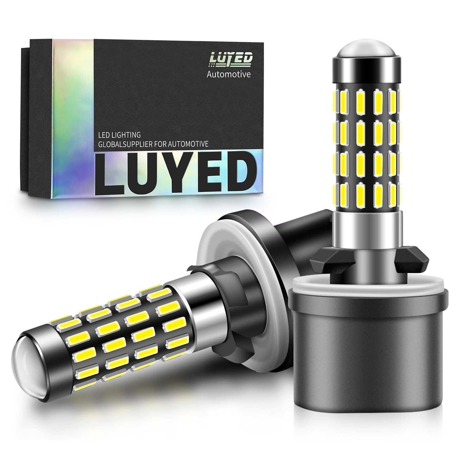 LUYED 2000 Lumens Super Bright 4014 51-EX Chipsets 880 886 890 892 Led Bulb With Projector For DRL or Fog Lights,Xenon White,Pac