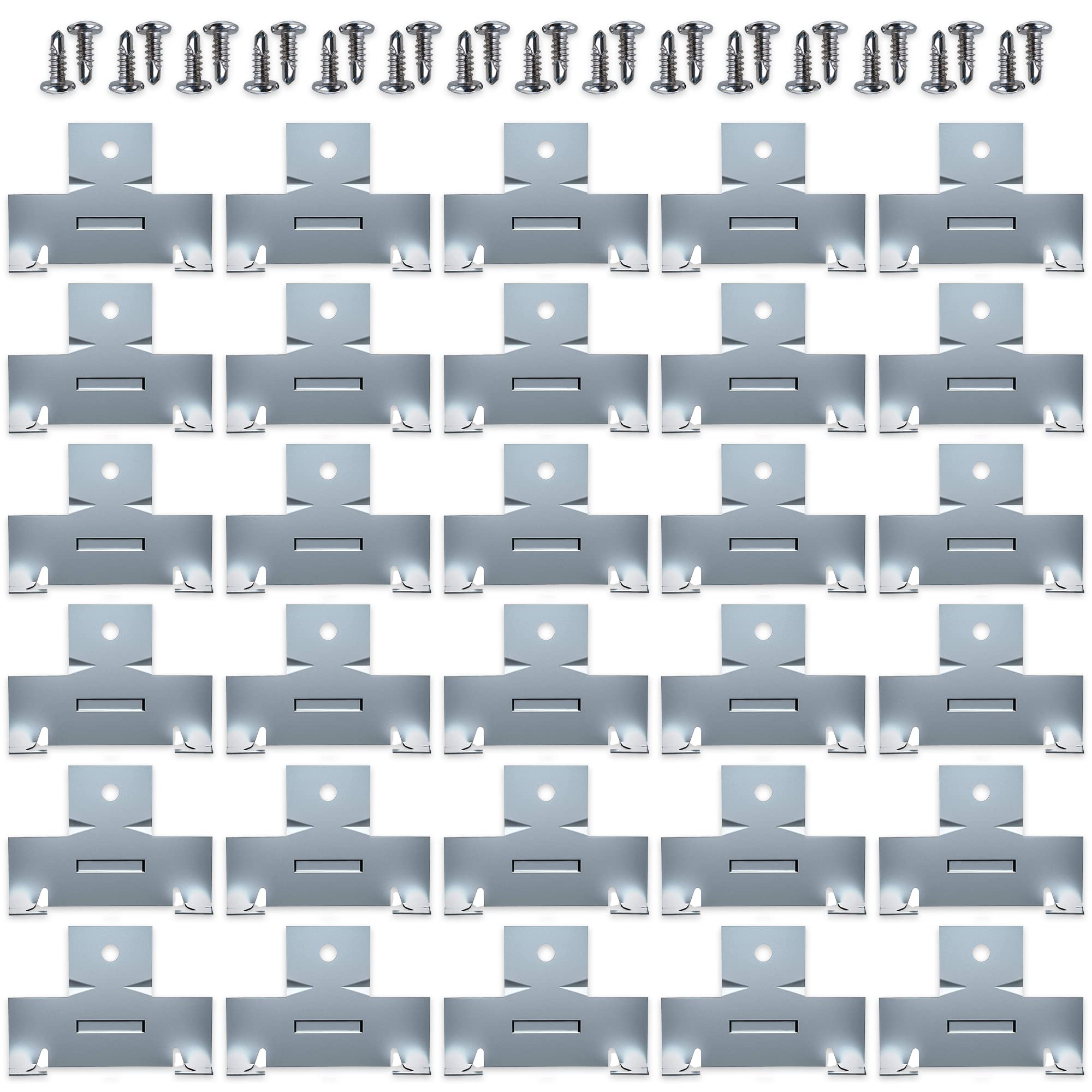 harrrrd Retrofit Recessed Downlight Housing C Clips - 30 Pack (15 Pairs), Zinc Material, Self Tapping Screws Included