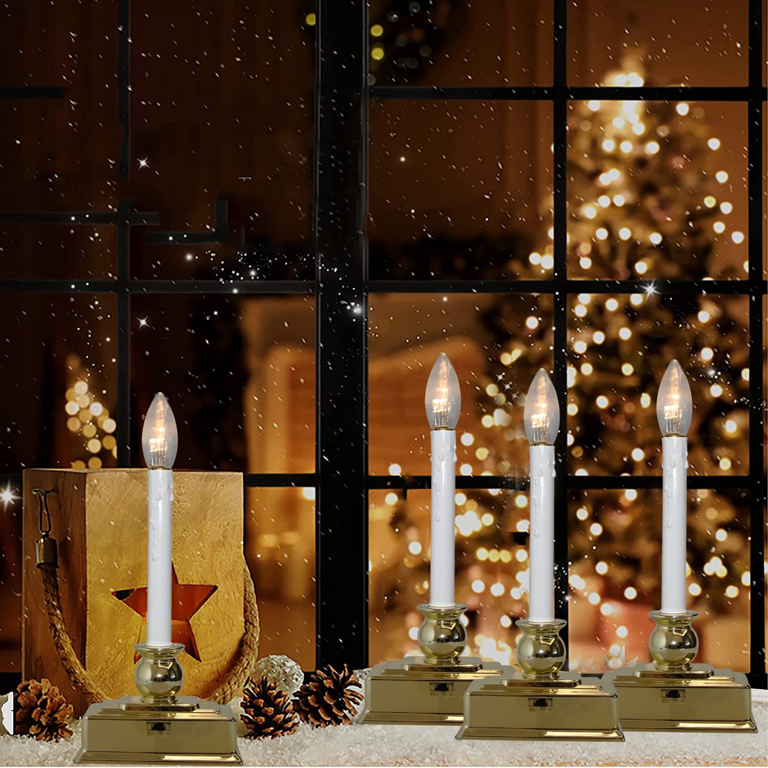 GOOTHY 6 Pack C26 LED Replacement Bulbs, 3V Glass Torpedo Tip E12 Candelabra Base for Battery Operated Window Candles, Christmas Decor
