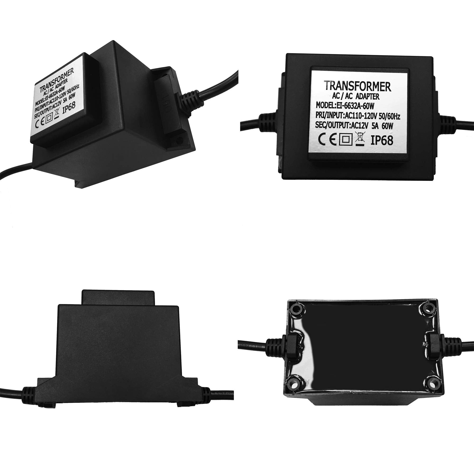 Cnbrighter Waterproof 12V Ac Transformer 5A 60W,110V-120V Ac To 12V Ac Led Power Supply, Voltage Converter Led Driver,Adapter Fo