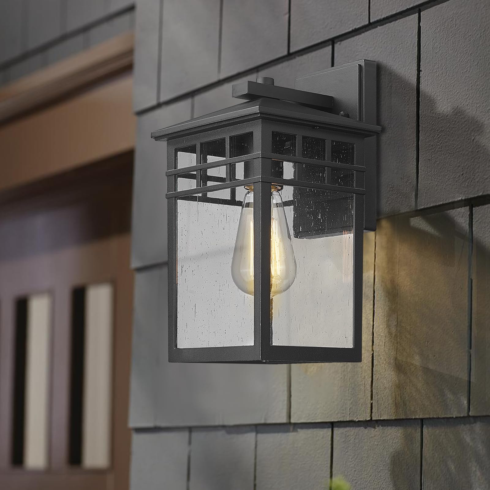 Diyel Outdoor Wall Light Fixture, Black Aluminum Lantern Sconces, 2 Pack, Waterproof, Modern Design for Porch and Garage