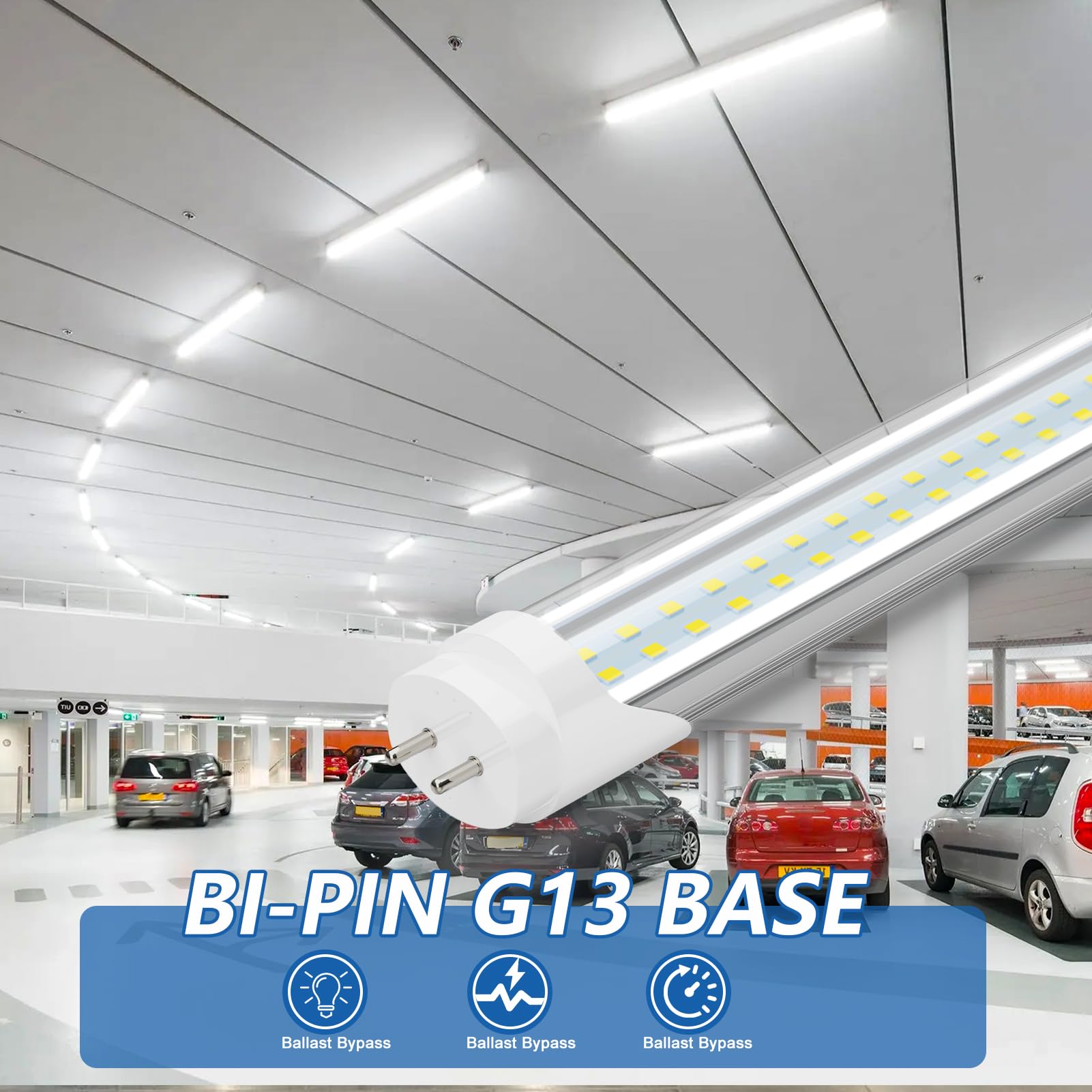 Reisener 48 Inch Led Bulbs (25 Pack), T8 T10 T12 65W Equivalent Fluorescent Replacement, 24W 3120Lm, 6500K Cool White, Type A+B
