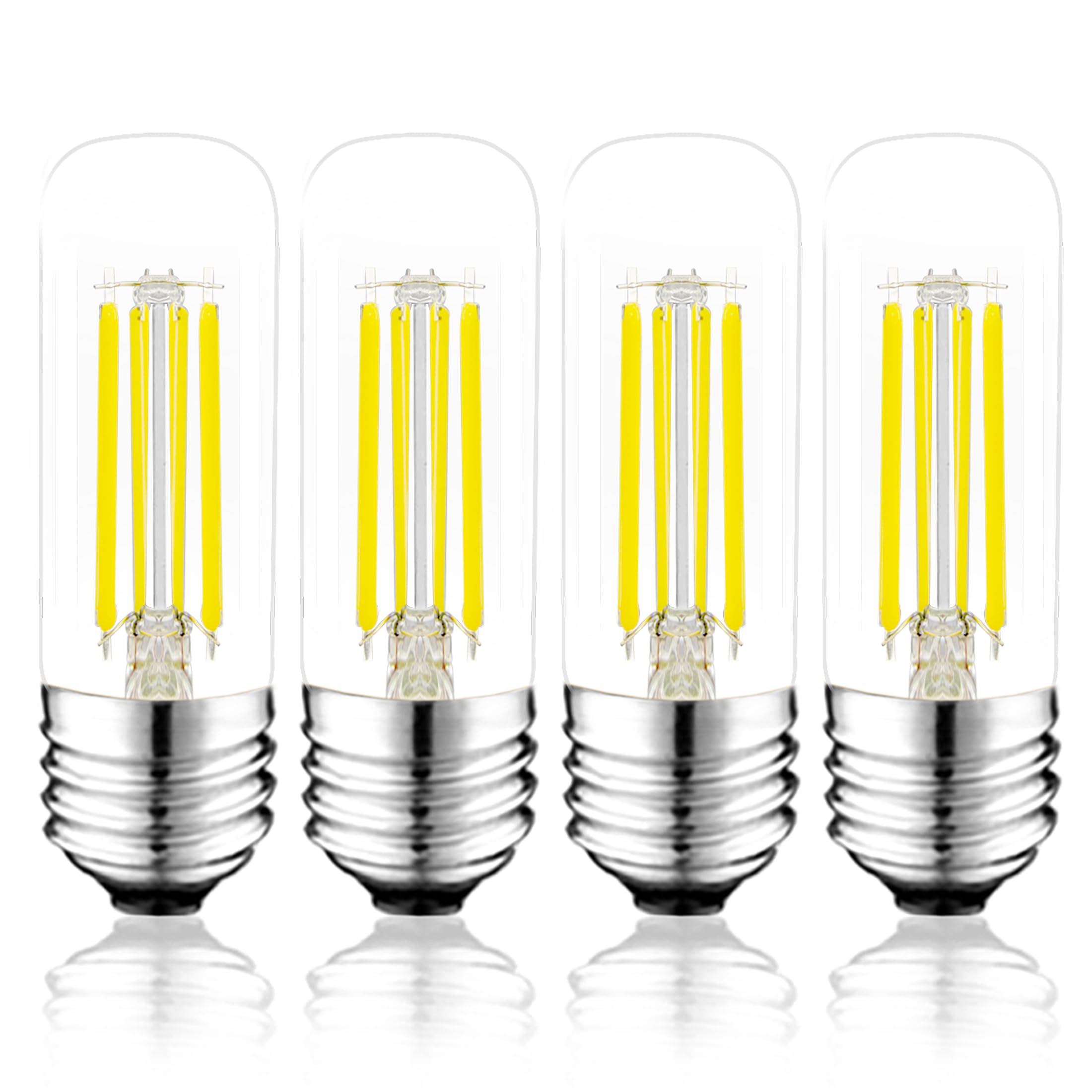 NOVELUX LED Bulb 5000K Daylight White E26 60W Equivalent Dimmable T10/T30 Clear Glass 3.2 Inch 4 Pack