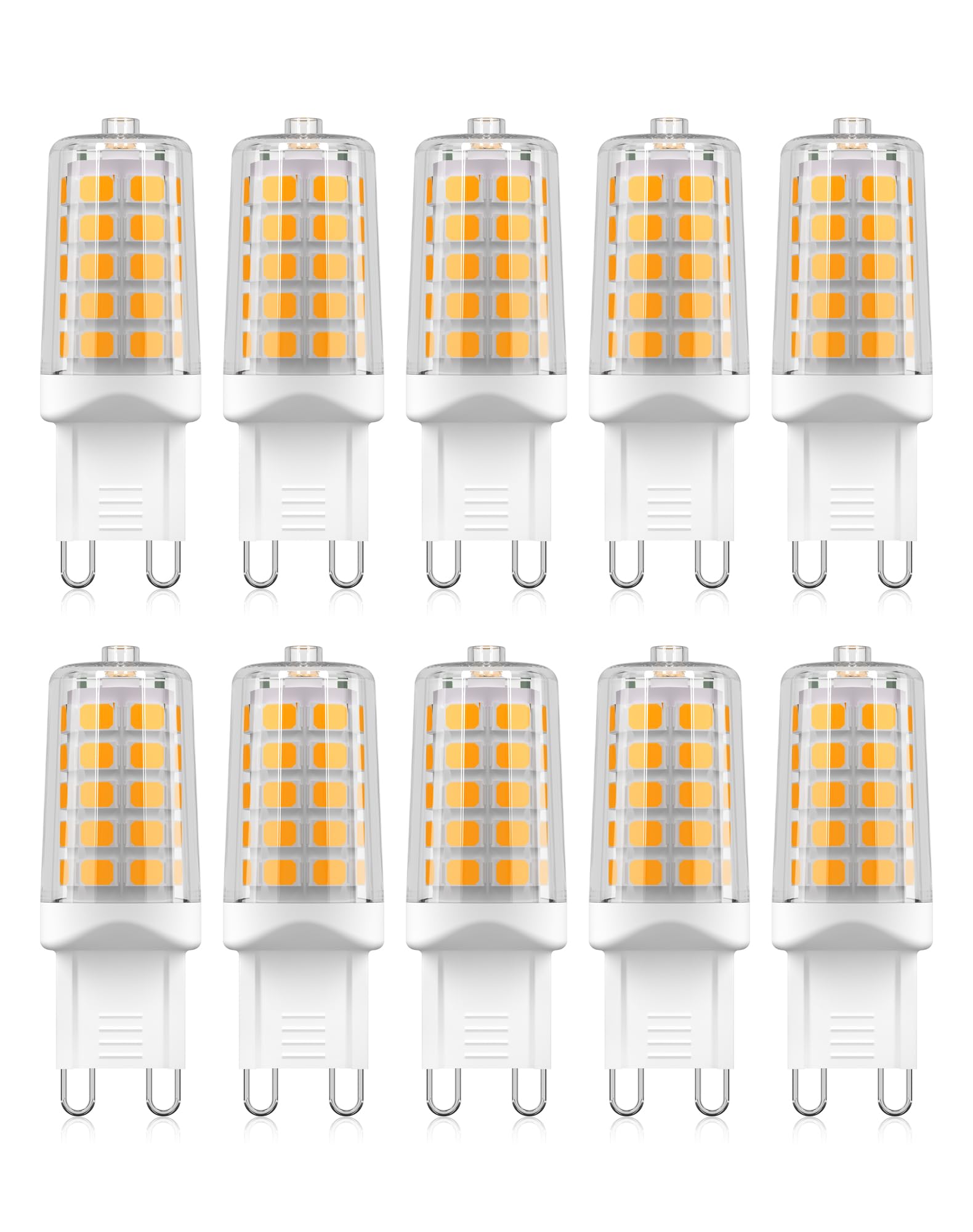 Gohdlamp 10 Pack G9 Led Bulb, 40 Watt Equivalent T4 Chandelier Light Bulbs,4W 2700K Warm White 450Lumens Non-Dimmable, Ceramic B