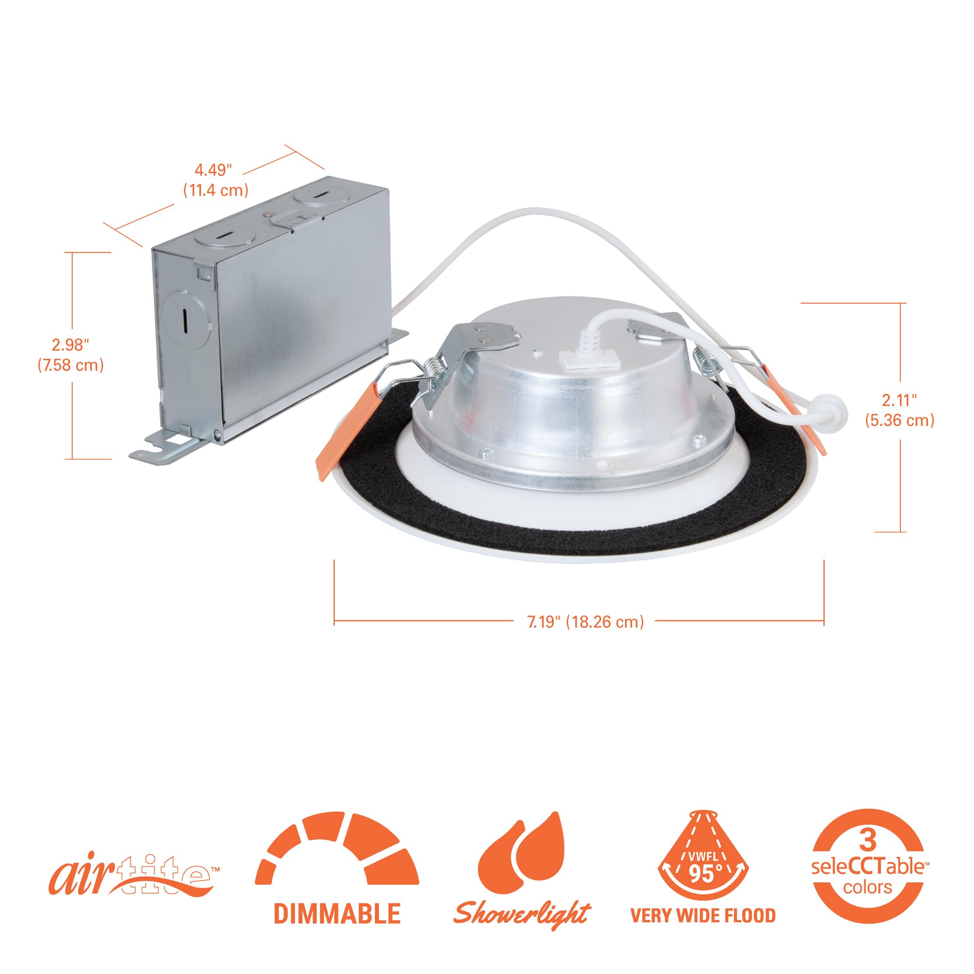 HALO 6-Inch Canless LED Recessed Light, Selectable 3000K/4000K/5000K, 800 Lumens, White, Model LT6089FS
