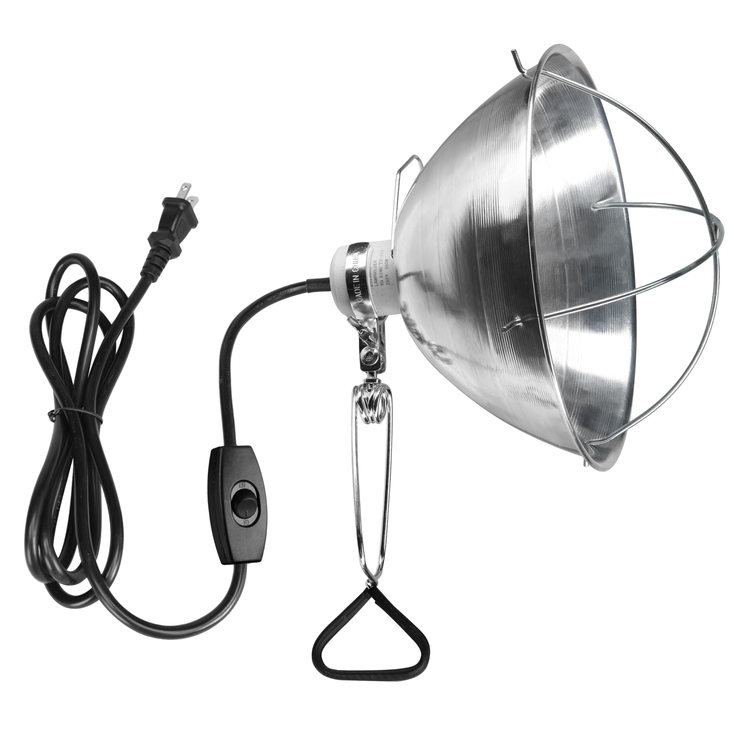 Simple Deluxe Clamp Lamp Light Socket, 10.5 Inch Aluminum Reflector, Ceramic Base, 250-Watt E26, Silver, 6 Feet Cord, 1-Pack