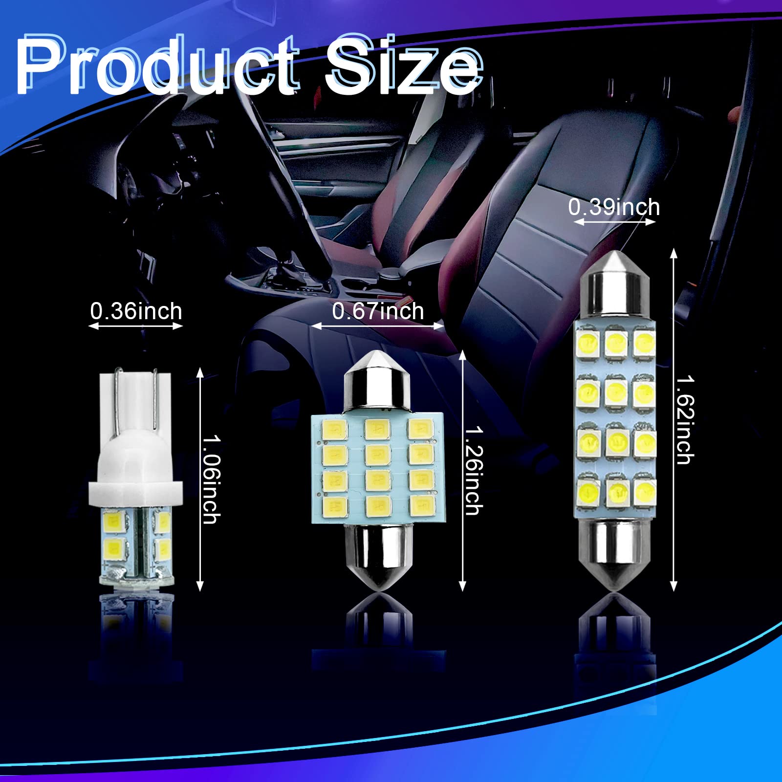 Ntnev Interior Car Lights, Car Led Bulb, Led Interior Replacement Bulbs Of 24 Sets For Interior Map Dome Lights And License Plat