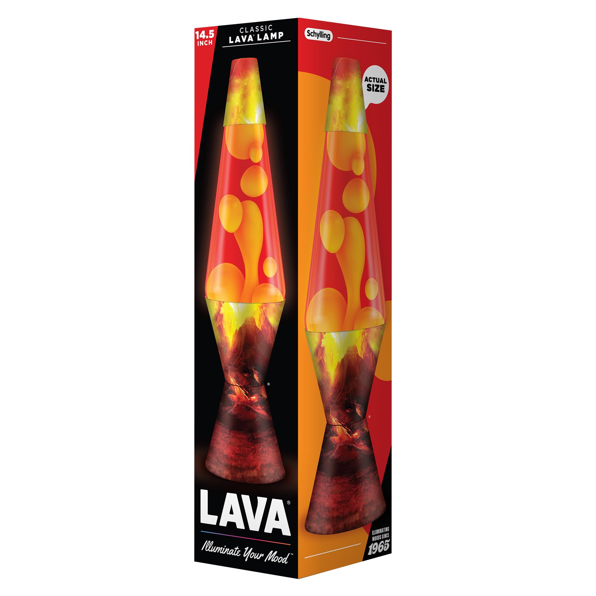Lava Original Erupting Crater Lamp - 14.5" Yellow Wax & Red Liquid - Glass Home Décor Motion Light Model 20490400US
