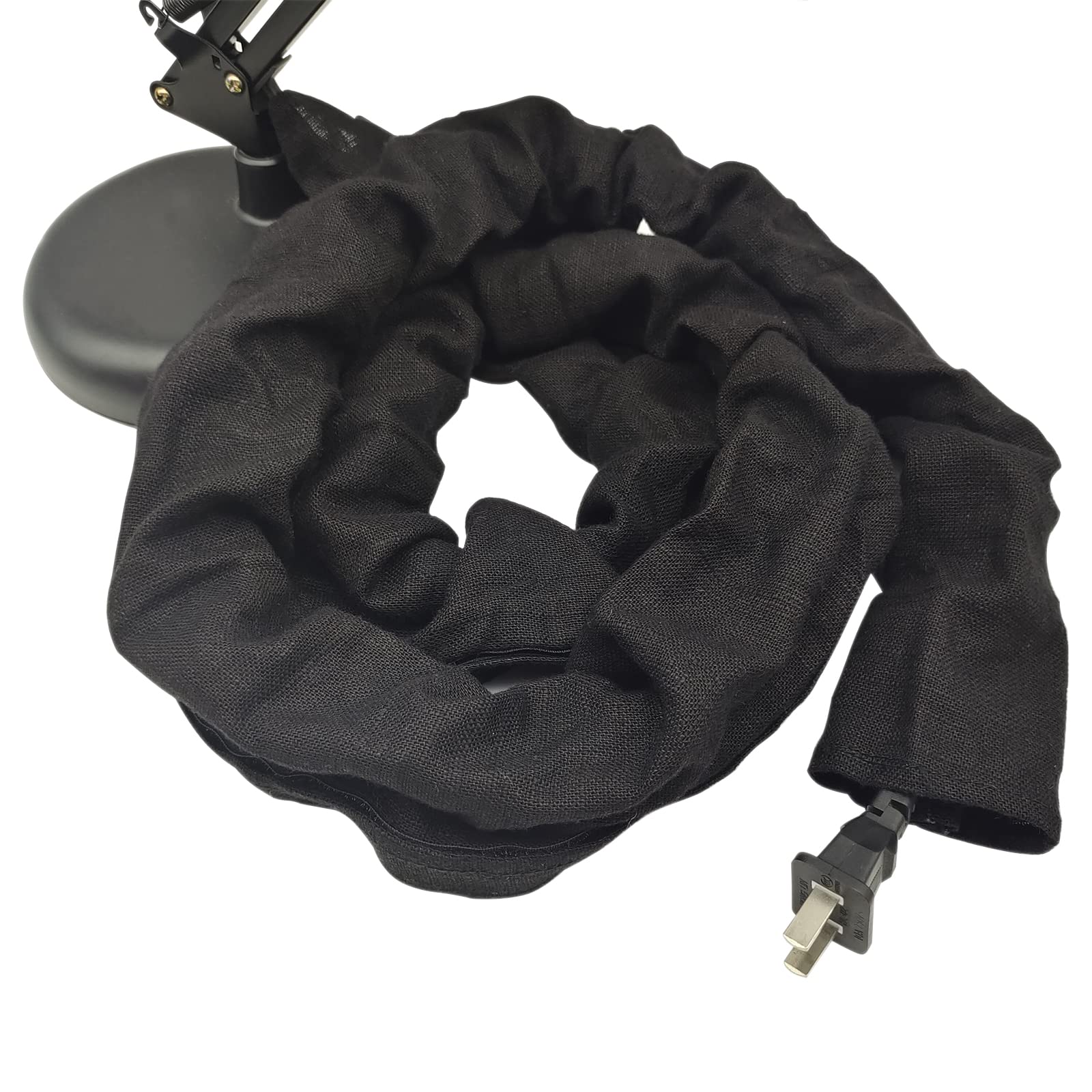 Fabric Cord Cover & Chandelier Chain Cover 1 Pack 6Feet Length For Chandelier Lighting Wires Natural Burlap Easy To Install. (Black)