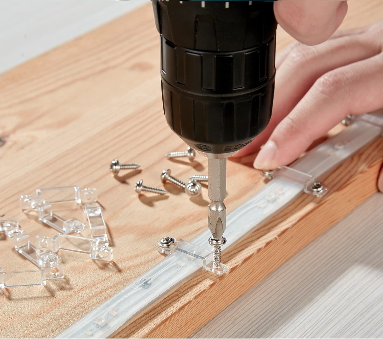 Mmsd 100 Pack Led Strip Light Mounting Brackets For Outdoor Rgbic Led Strip Light Clips With 202 Screws Suit For 13-14Mm Wide Ip67/68 Waterproof Strip Lights