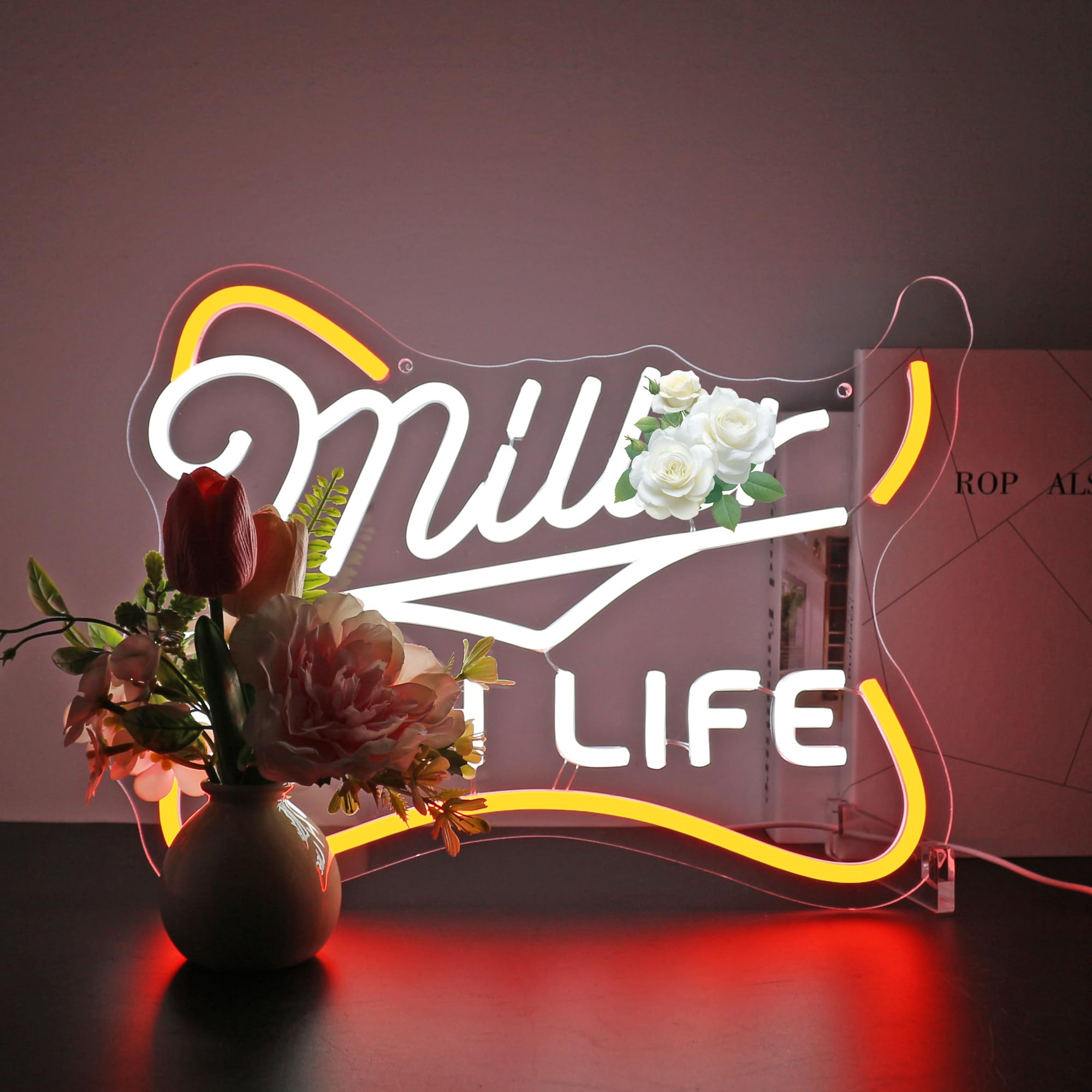 FPLL Neon Sign for Wall Decor - USB Powered White LED Light, Acrylic Material, Perfect for Parties and Man Cave