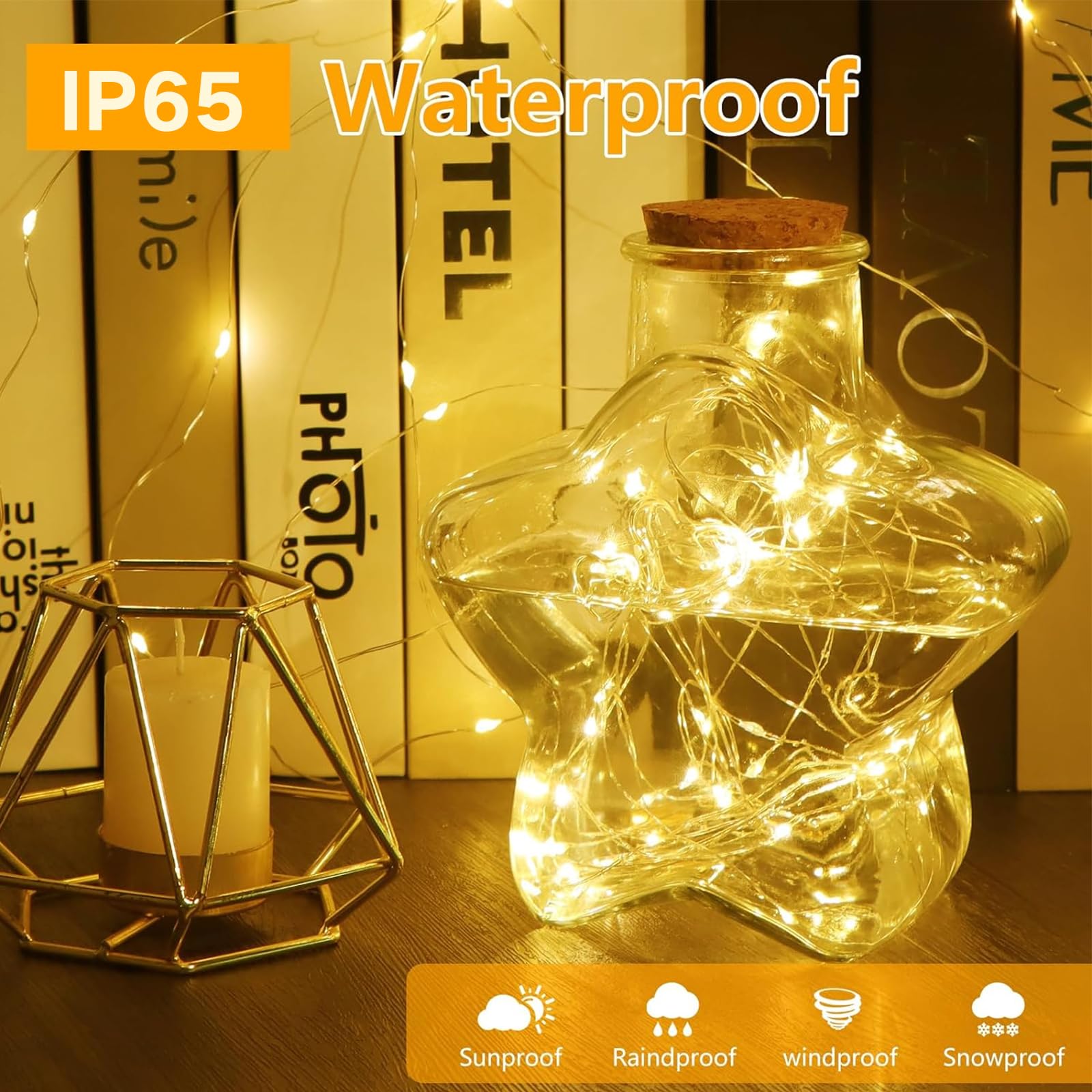 Fairy String Lights, 2 Pack 100 Led String Lights, 33 Ft Twinkle Lights For Indoor&Outdoor Waterproof, Battery Operated Starry Lights For Wedding Home Parties Christmas Holiday Decoration(Warm White)