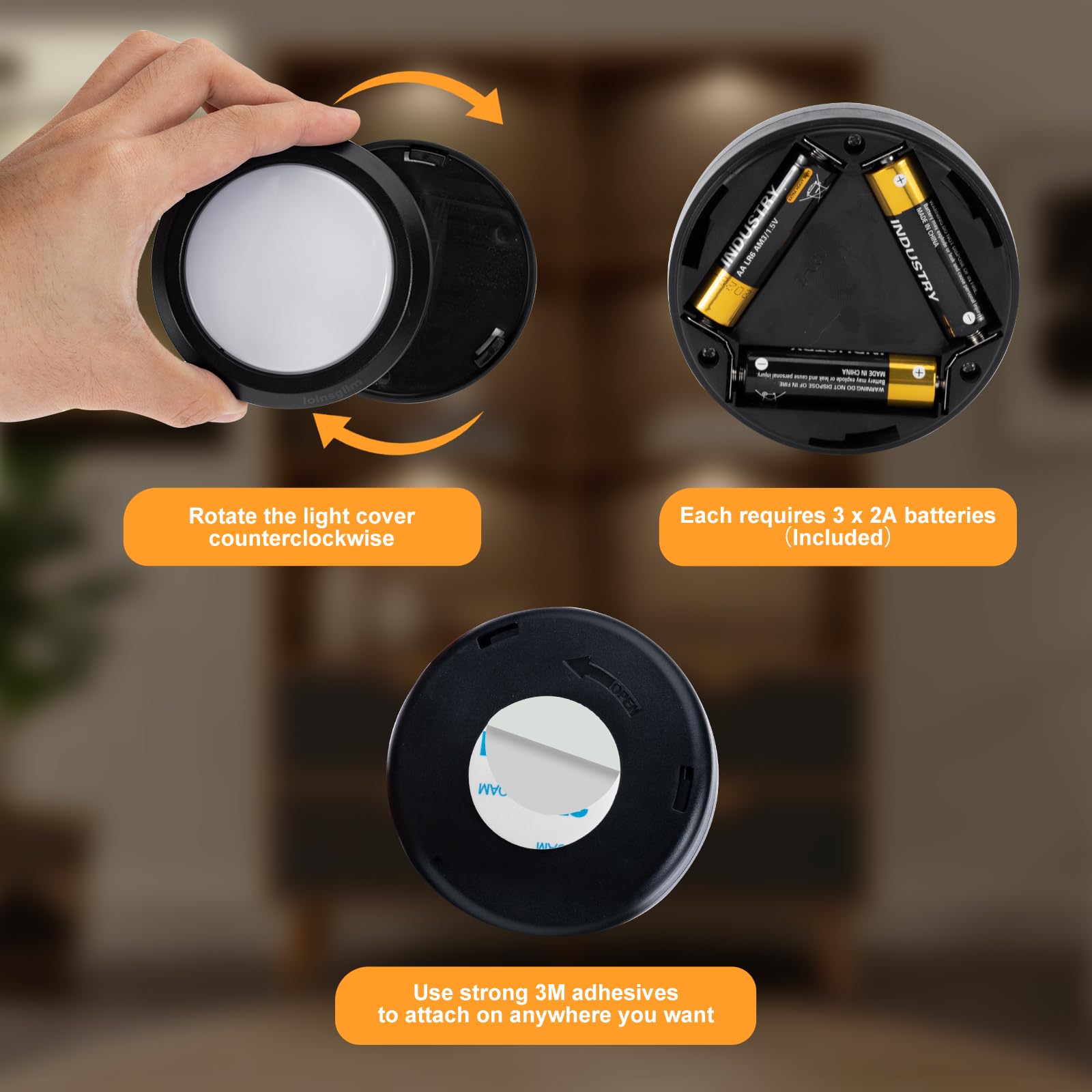Loinsglim Puck Lights With Remote Control, Wireless Led Puck Light For Kitchen,Battery Operated Under Cabinet Lights, Under Coun