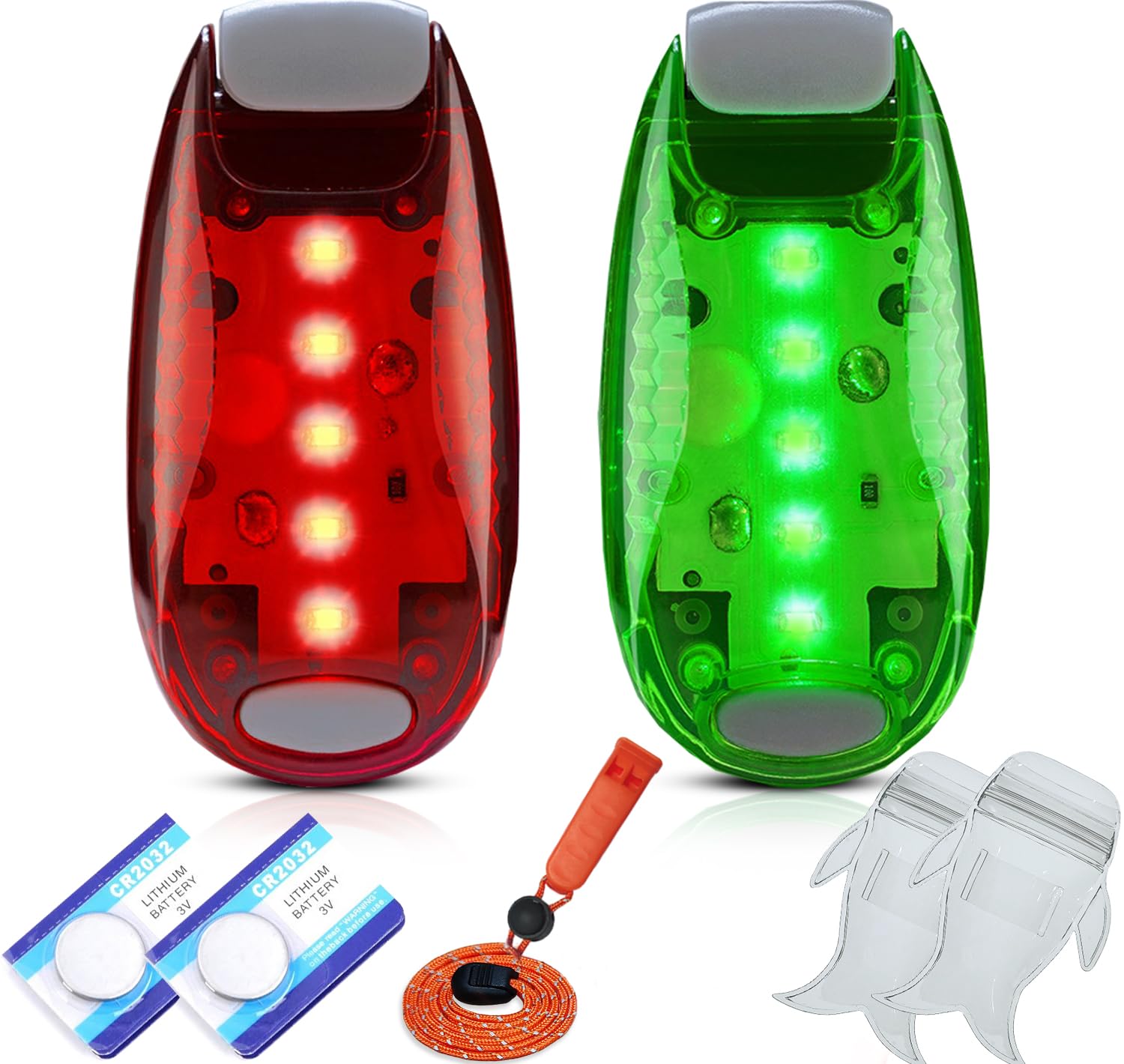 Amzonly 4-Pack Kayak Lights, IPX8 Waterproof, Battery Operated, Clip-On, Green/Red, Model A212-LED-2, Ideal for Night Kayaking