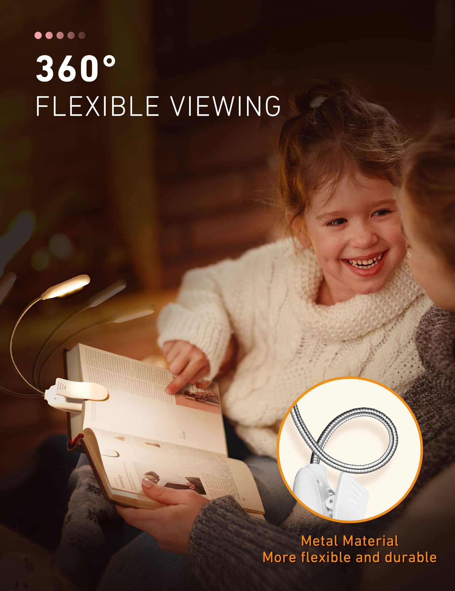 Monotremp Book Light - Rechargeable, 80 Hours Runtime, 3 Brightness Levels, 3 Color Temperatures, 7.5 x 1.3 x 2.7