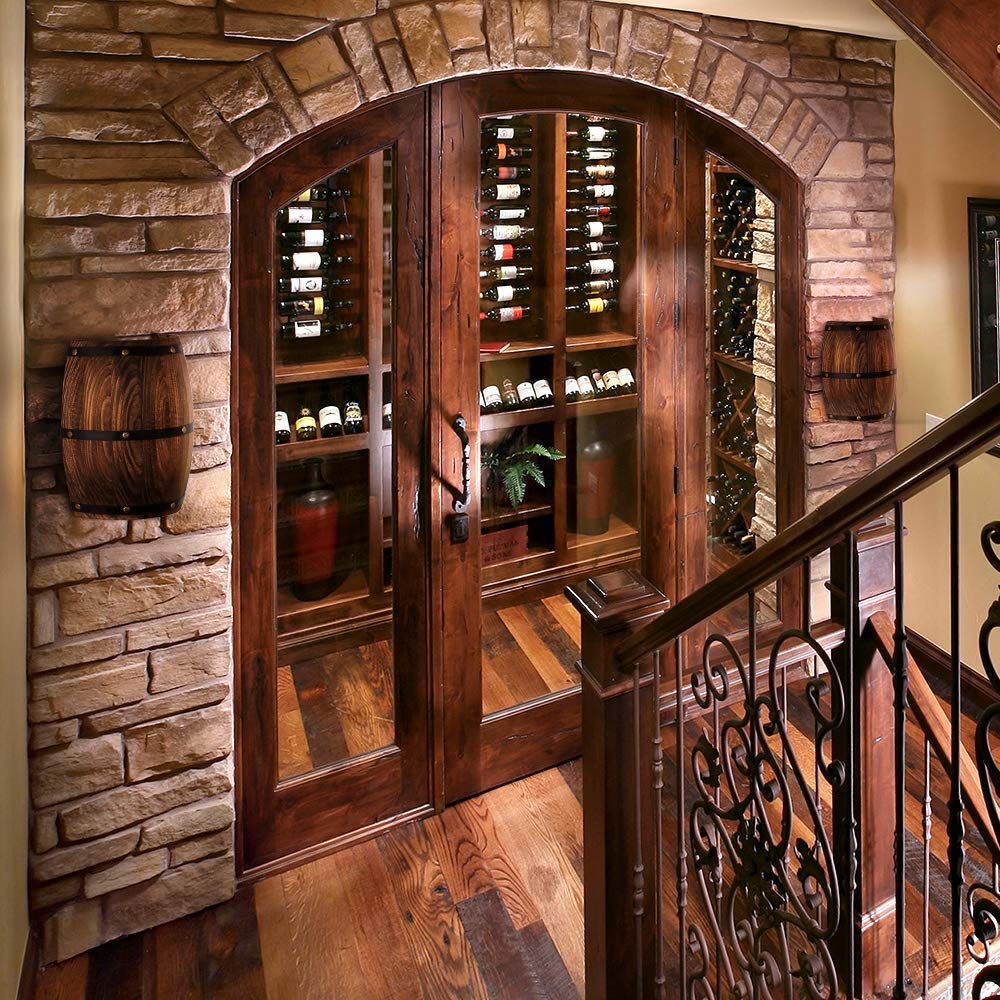 Newrays Antique Wood Wine Barrel Wall Sconce Lighting Fixture Up and Down Indoor Wall Lamp for Bar Area Steampunk Theme