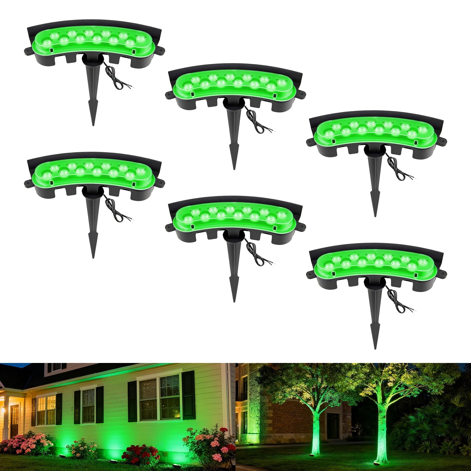 EZlumify Green Color Flood Lights Low Voltage, 9W 12V LED Hard Wired Landscape Flood Wall Washer Lights Outdoor Waterproof for U