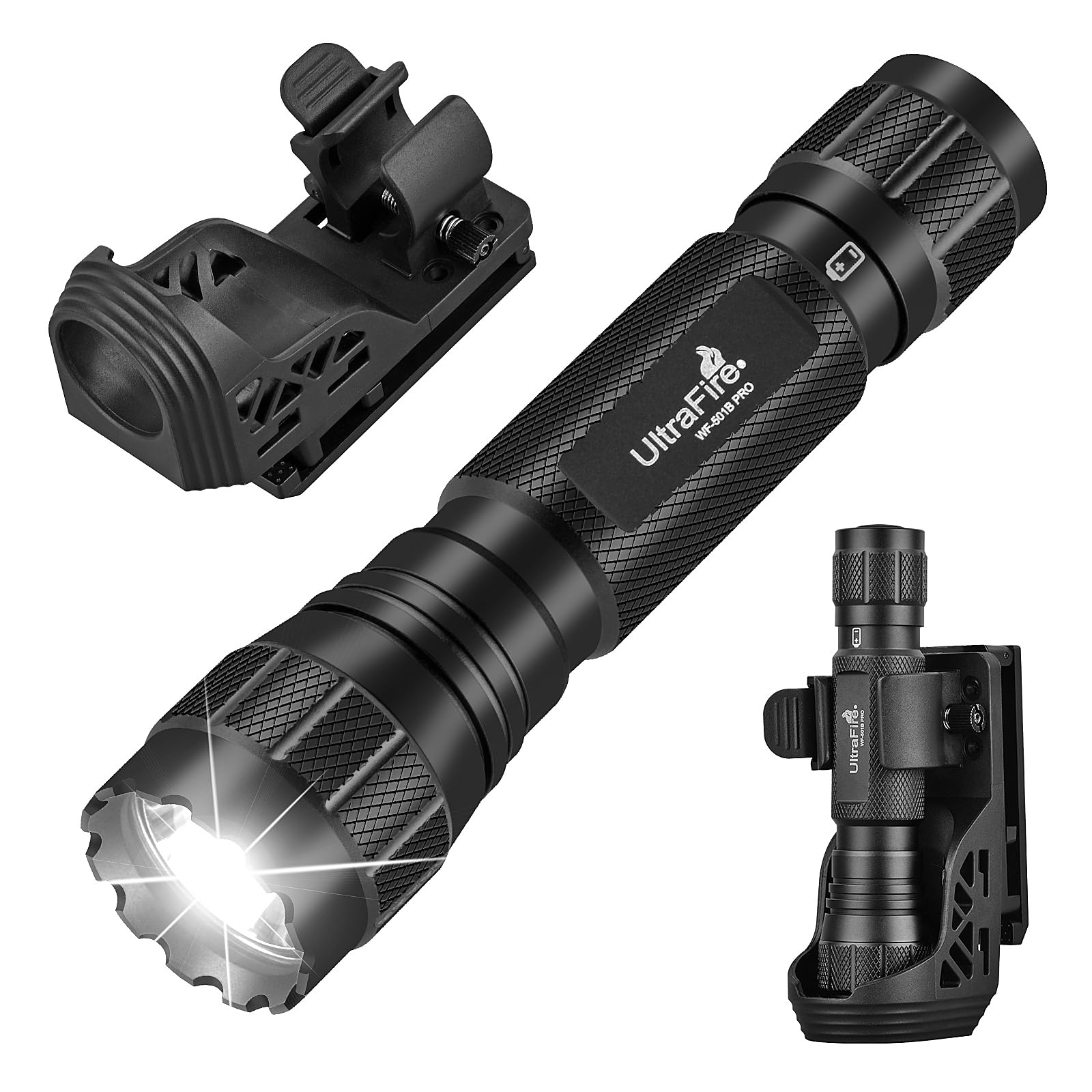 Ultrafire Tactical Flashlight With Holster, 1200 High Lumens Law Enforcement Led Flashlights With Belt Holder, Police Flashlight