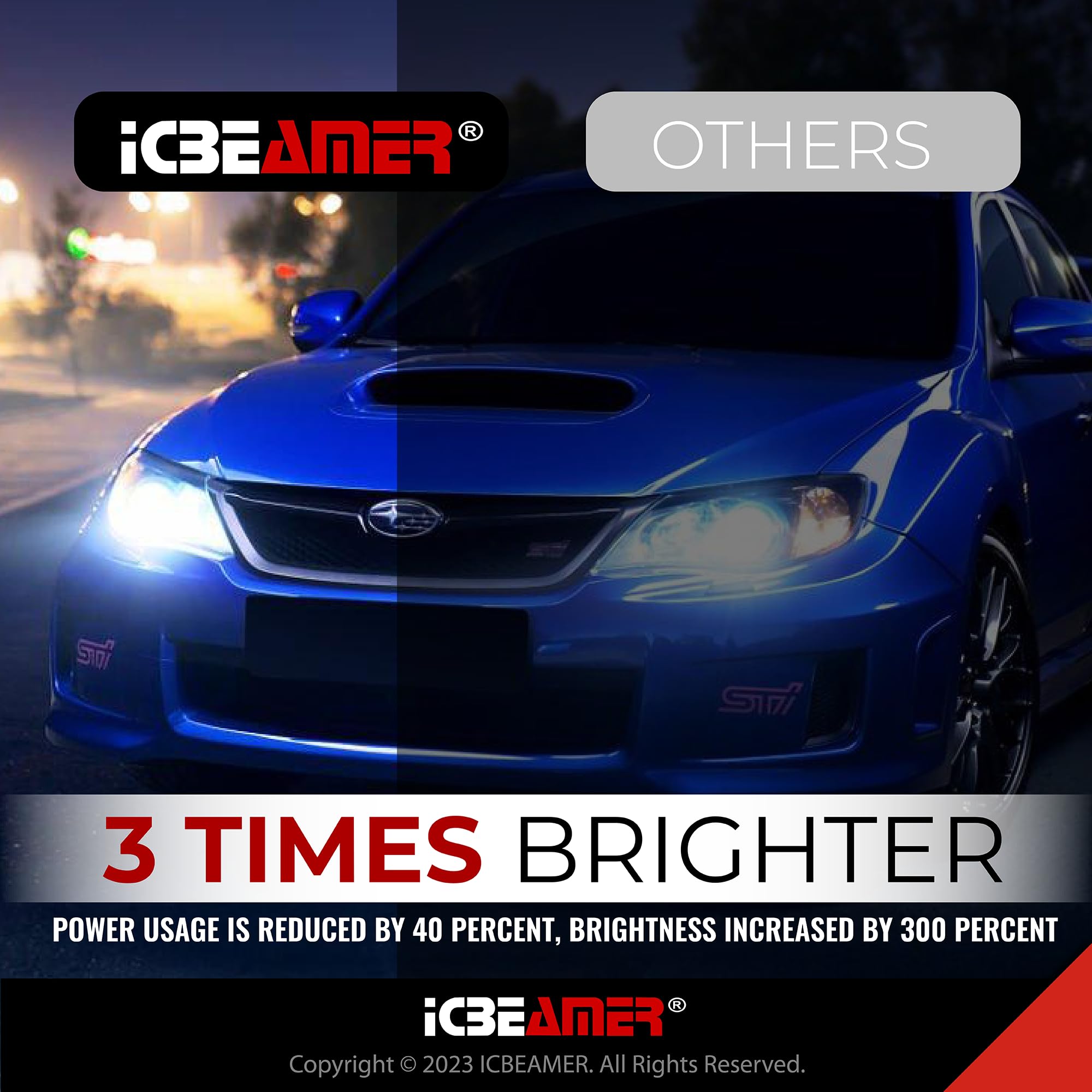 ICBEAMER D2S/D2R Xenon HID Headlight Bulb 8000K Light Blue Direct Replacement 66040 66240 85122 Model D2-AMA-800