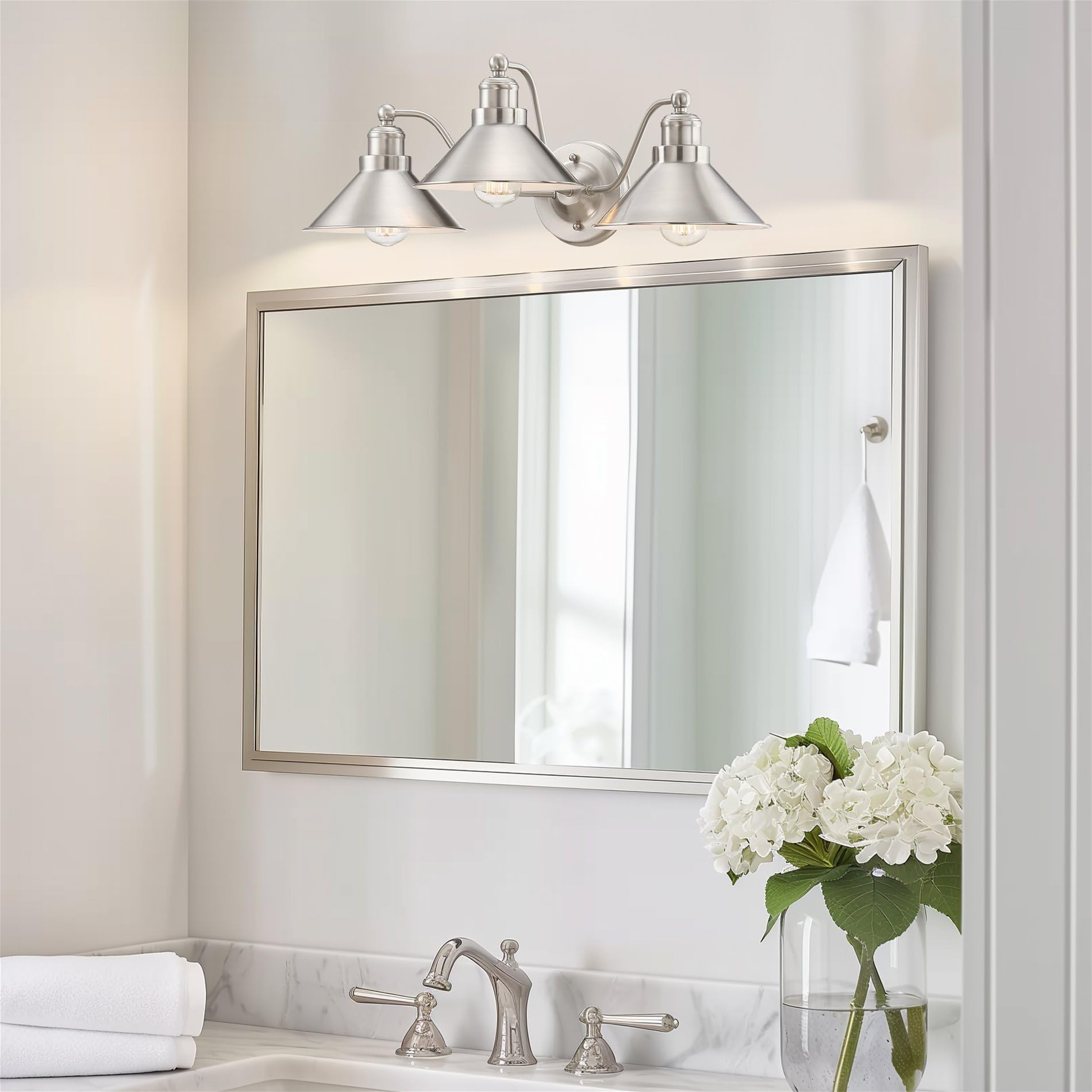Kira Home 3-Light Vanity Light, Modern Industrial, Brushed Nickel, 25.5in, Metal, Model RV-WB4833-BN