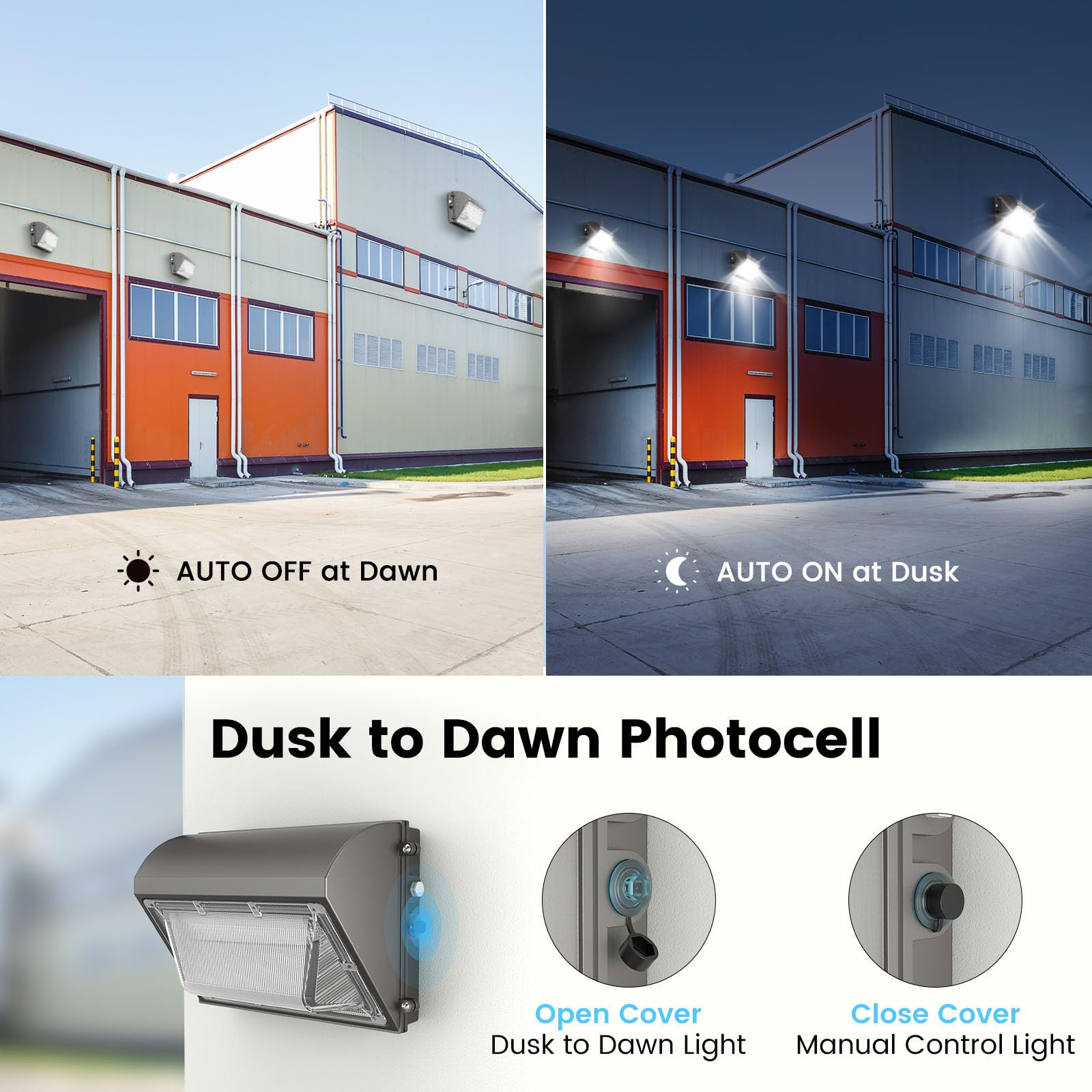 Aphyni 130W Led Wall Pack Light With Dusk To Dawn Photocell, 19500Lm 5000K Daylight Ip65 Waterproof Commercial Wall Pack Light O