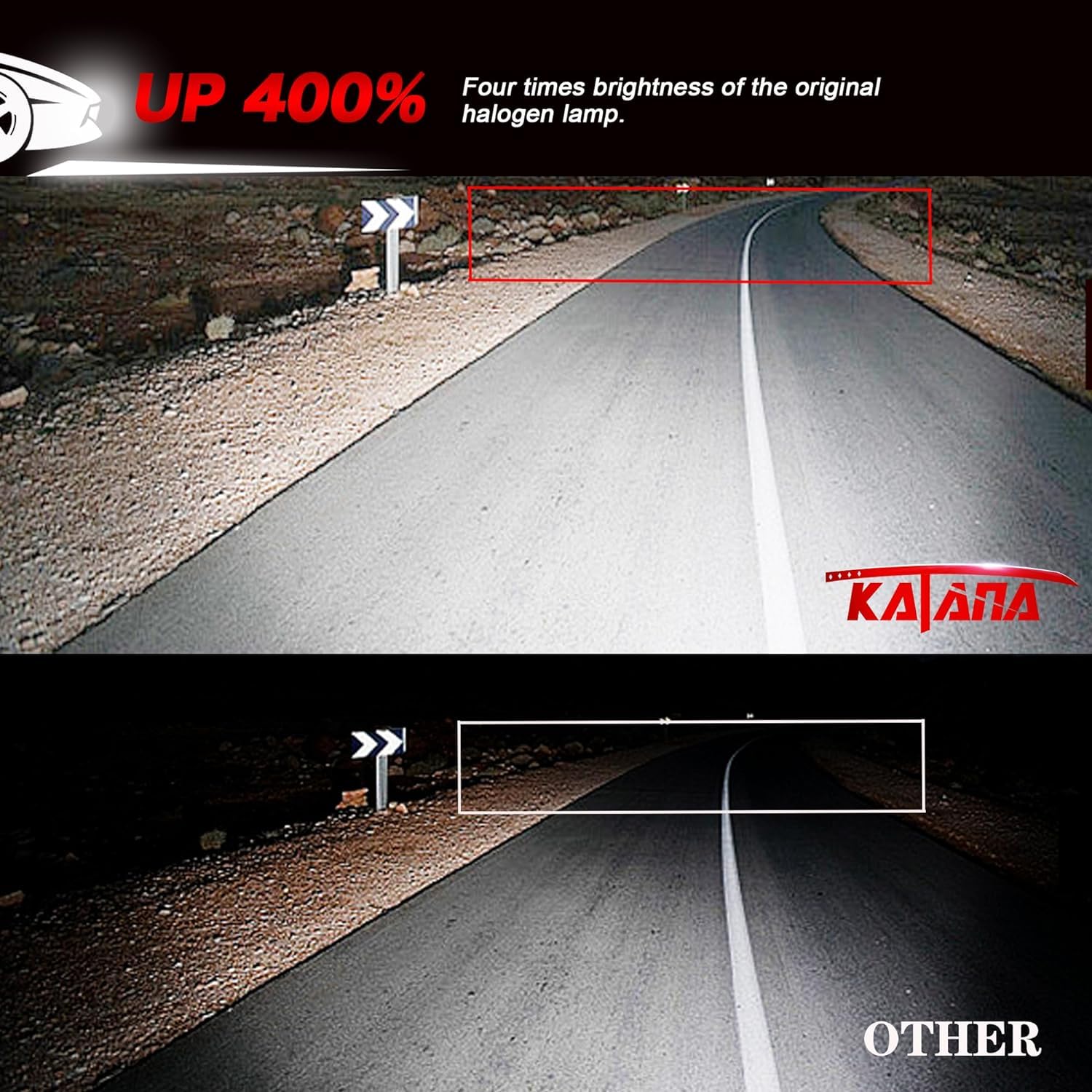Katana 9007 HB5 Light Bulb - 400% Brightness, 6500K White, Mini Size Fog Light Bulb (2-Pack)