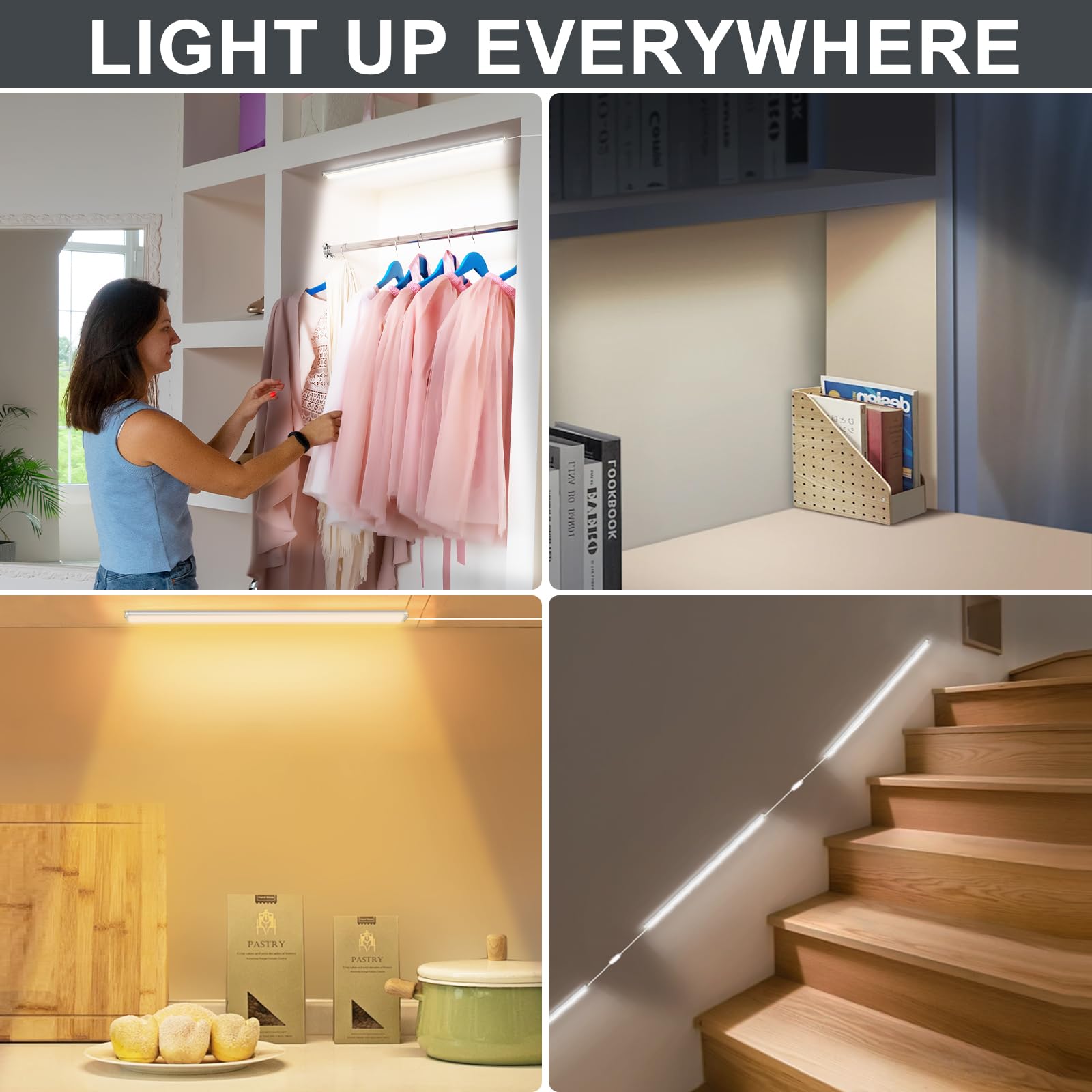 Daymeet Under Cabinet Lights, Bright Ultra Thin 12 Inch Led Cabinet Lighting Under Cabinet Light For Kitchen, 3 Color With Remot