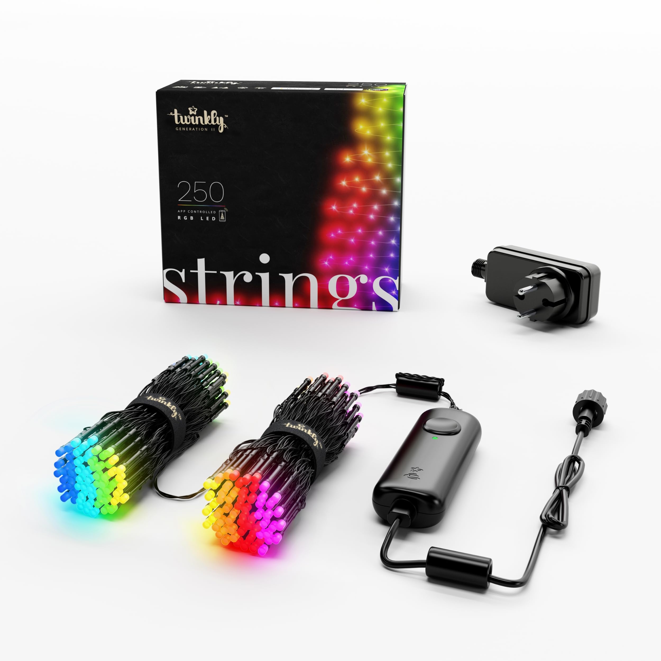 Twinkly LED Lichterkette 250 RGB, IP44, Smart Home kompatibel, 20m, Multicolor, Modell TWS250STP-GUS, f· Innen und Au?en