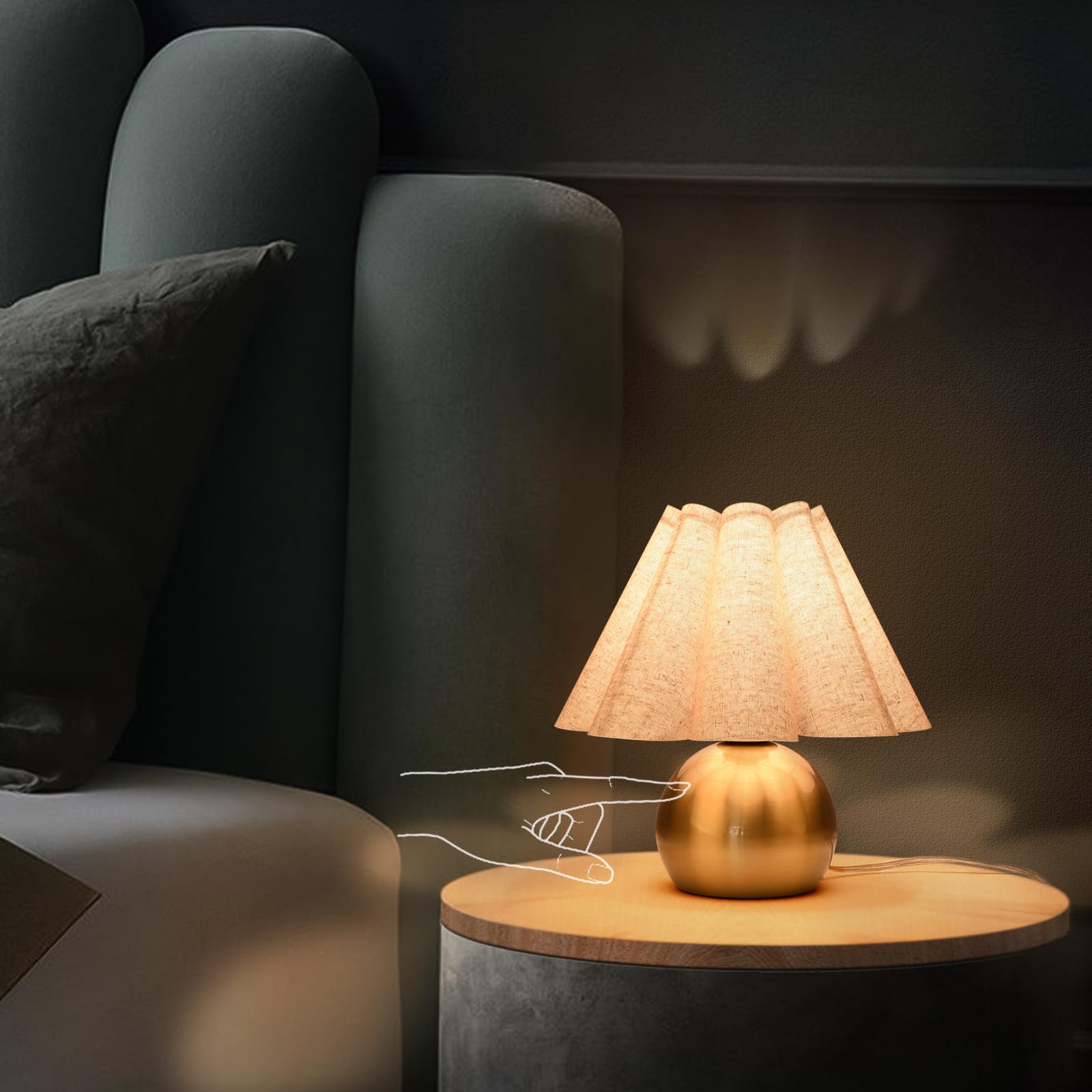 Ziqqeelam Gold Small Touch Control Table Lamp For Bedroom, Brass Gold Bedside Lamps For Nightstand, Cute Mini Table Lamps For Sm