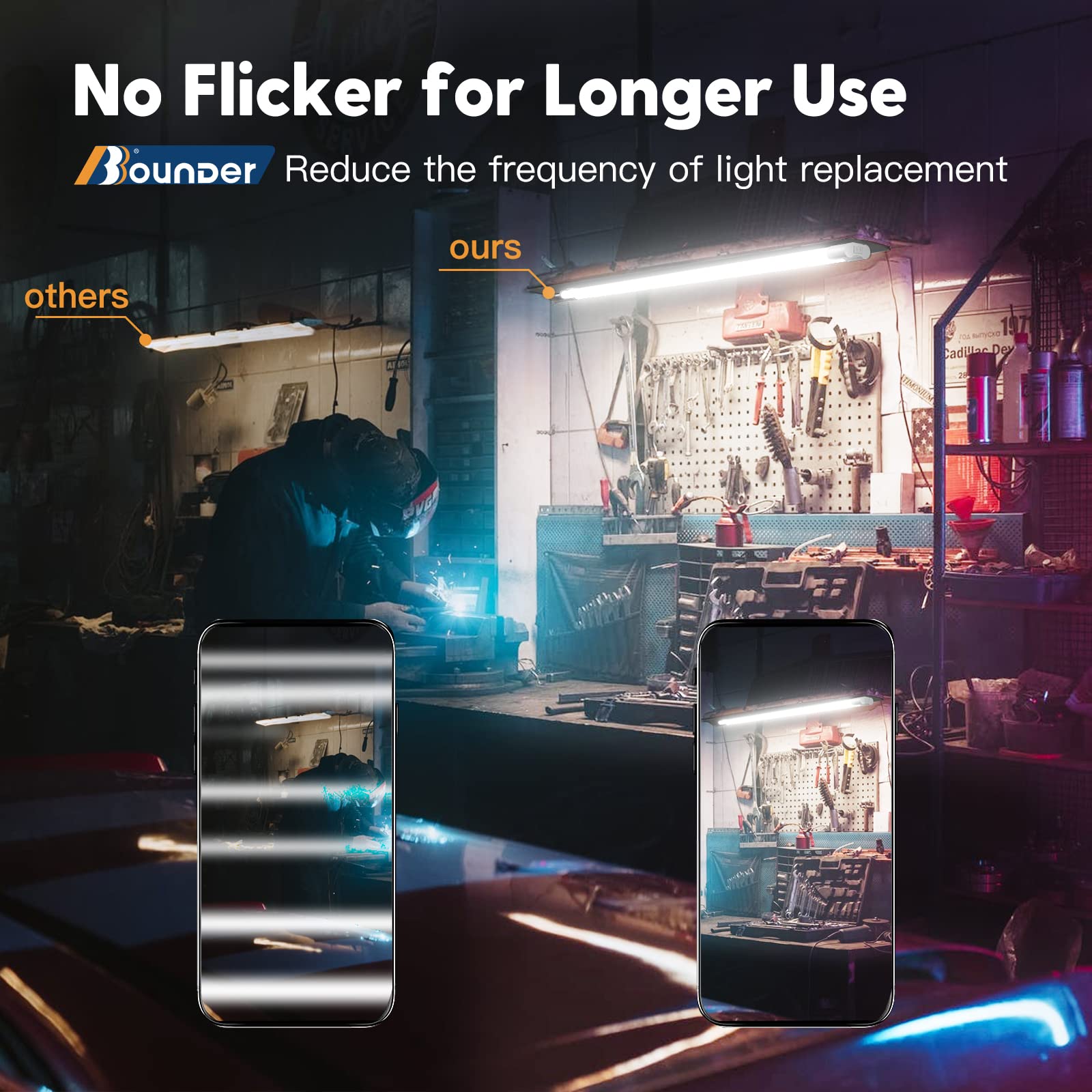 Bbounder 10 Pack Linkable Led Utility Shop Light, 4 Ft Integrated Fixture For Garage, 40W Equivalent 250W, 5000K Daylight, Surfa