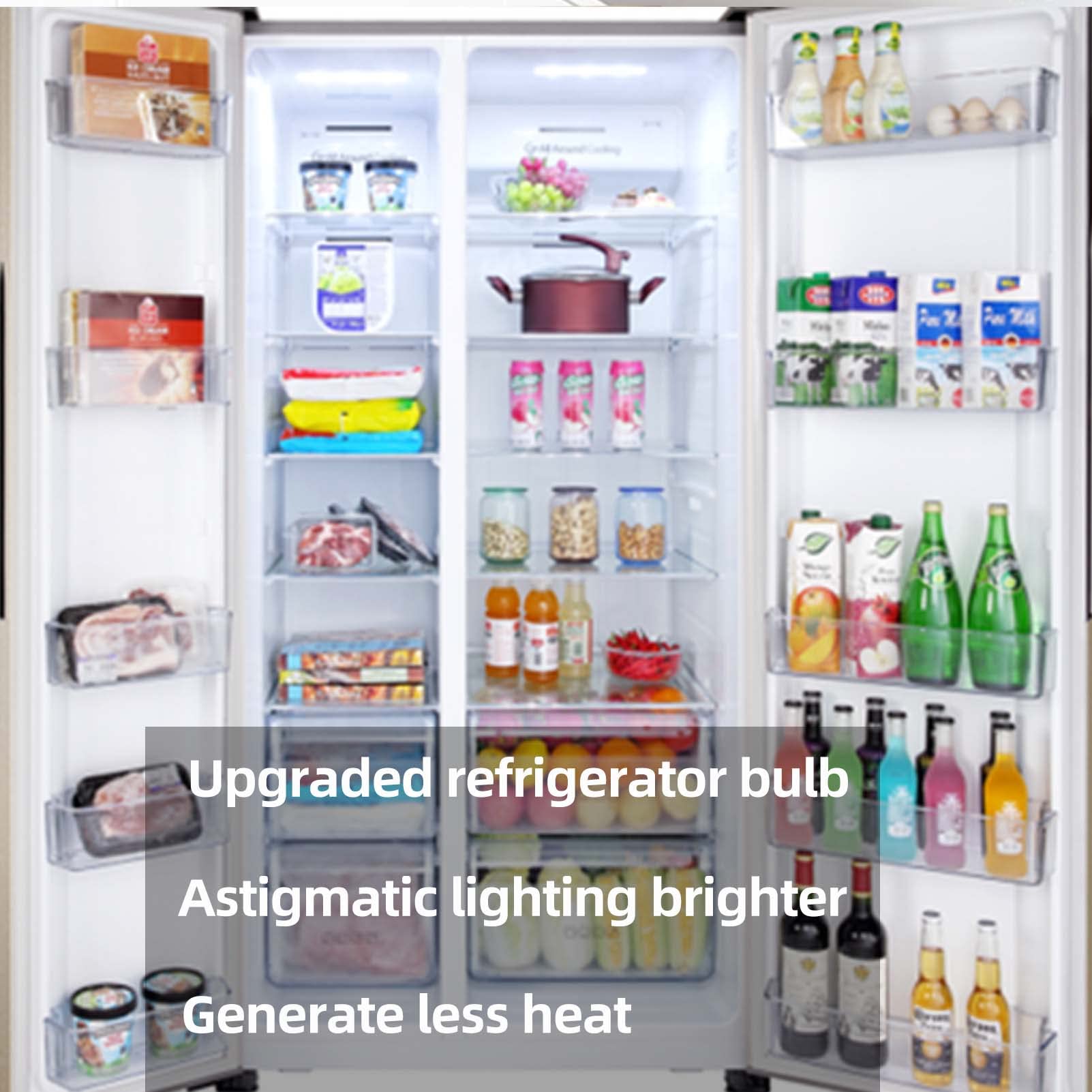 DAPSHU LED Refrigerator Light Bulbs, Daylight White 6000K, 3.5W, Pack of 2, Polycarbonate, Model LGK-E26-52