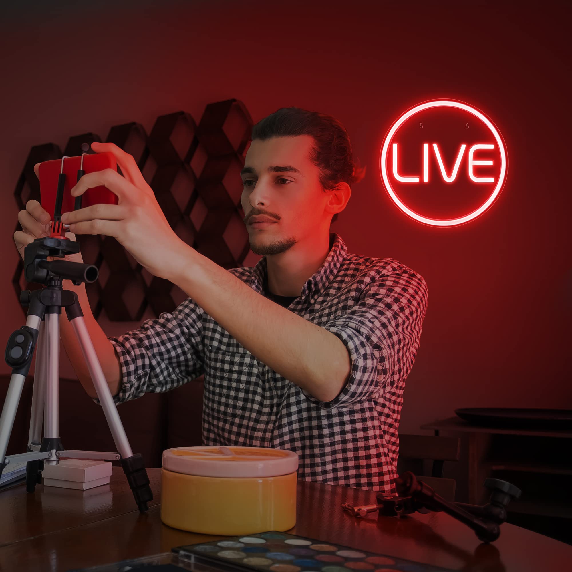 Lumoonosity Live Neon Sign - Red LED On Air Light for Streamers - Extra Large NS-LIVE RED
