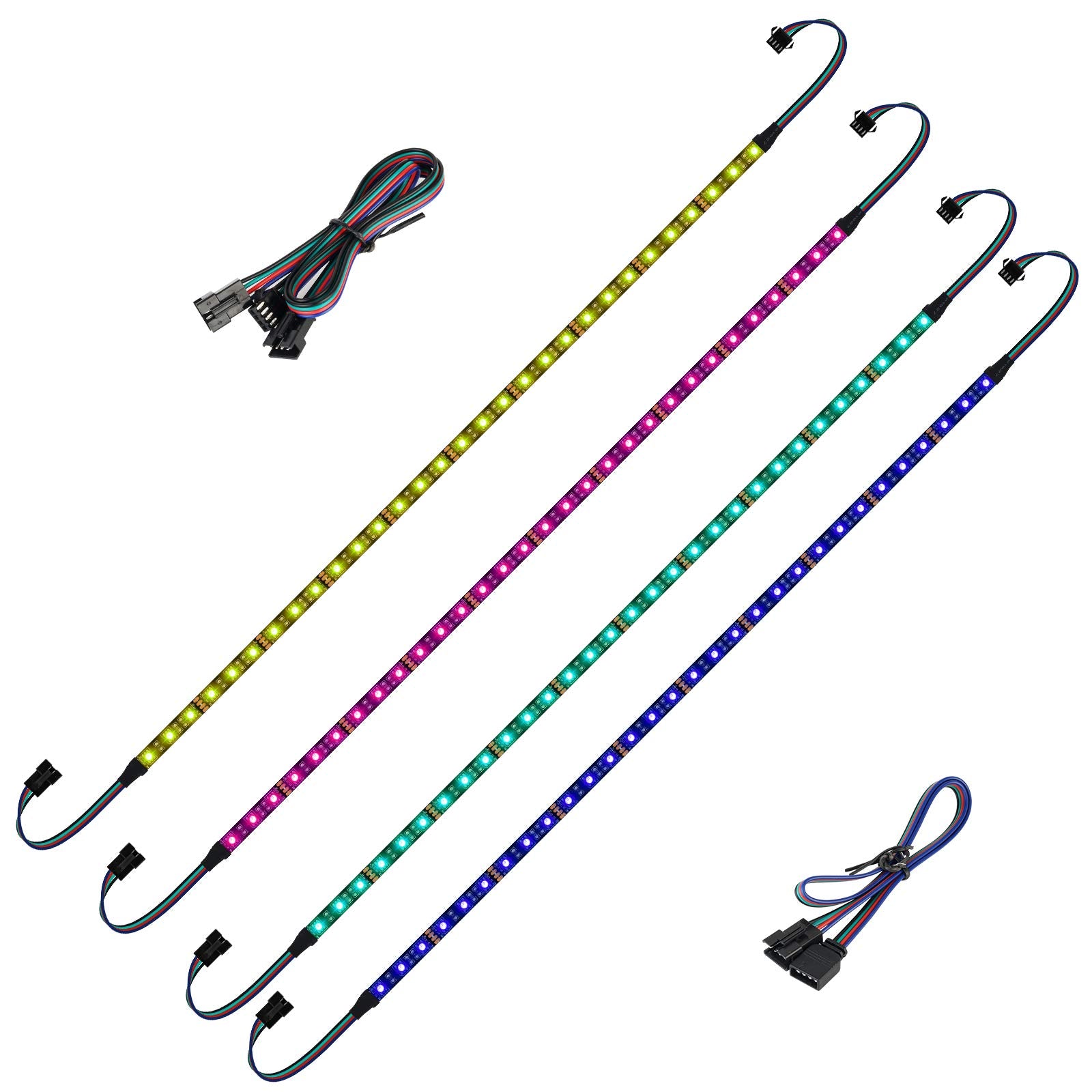 BTF-LIGHTING LED RGB PC Light Strip 4PCs 19.7in 12V GRB Black for ASUS Aura Sync, Gigabyte RGB Fusion, MSI Mystic Light