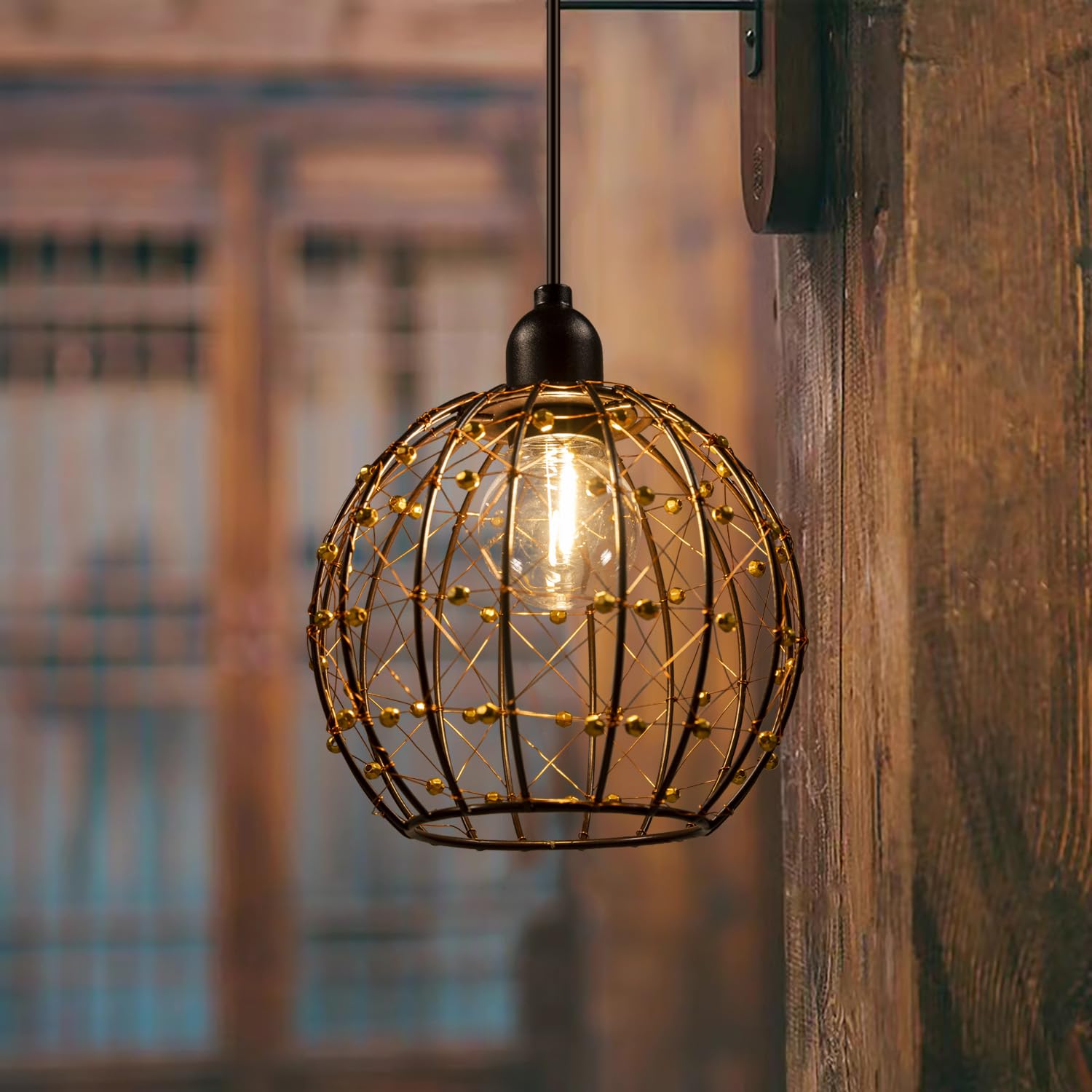 Twinkvilla Hanging Pendant Lantern Lights, Battery Operated Outdoor Chandelier, 2Pack