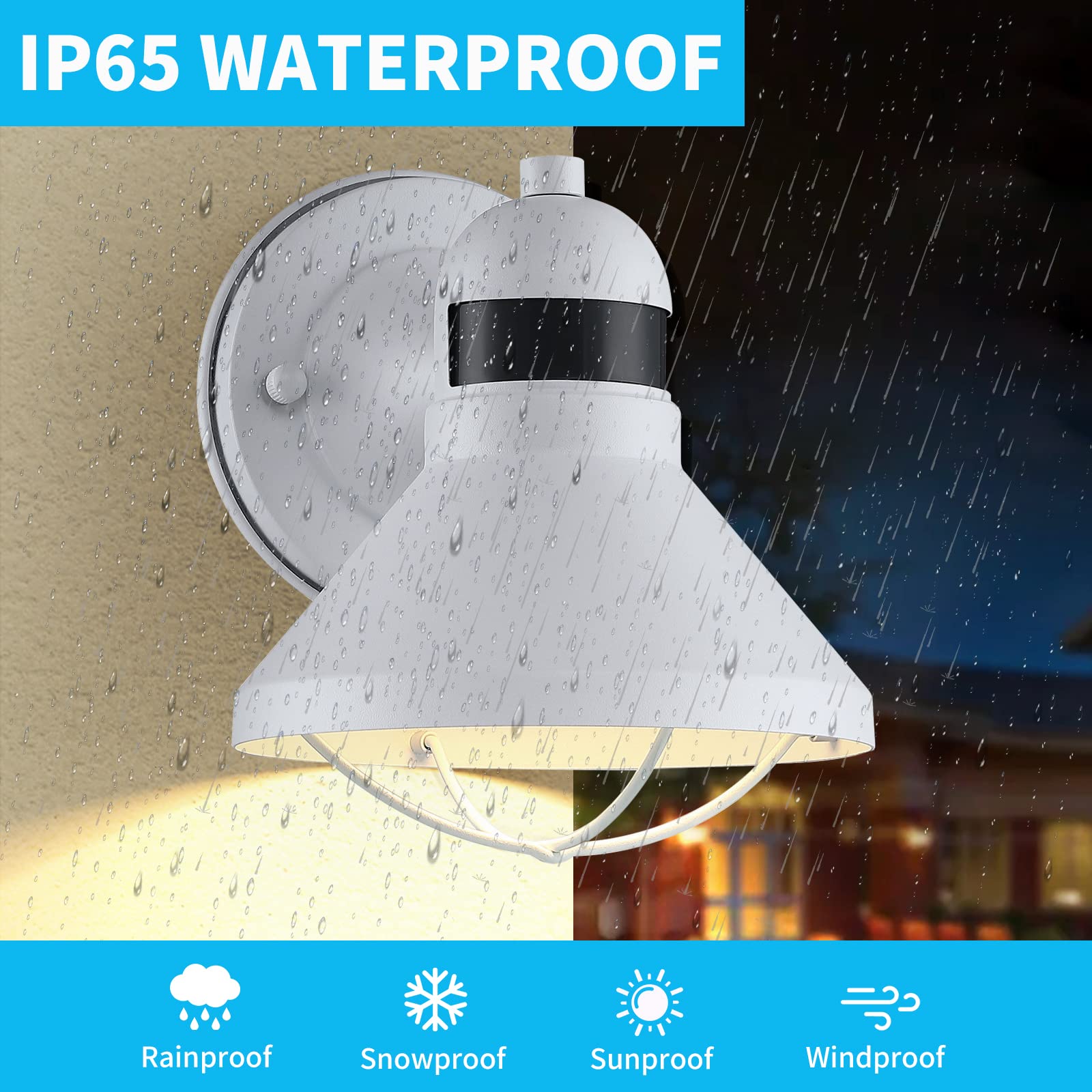 Lonedruid Motion Sensor Led Outdoor Barn Light - White Waterproof Wall Lantern Sconce