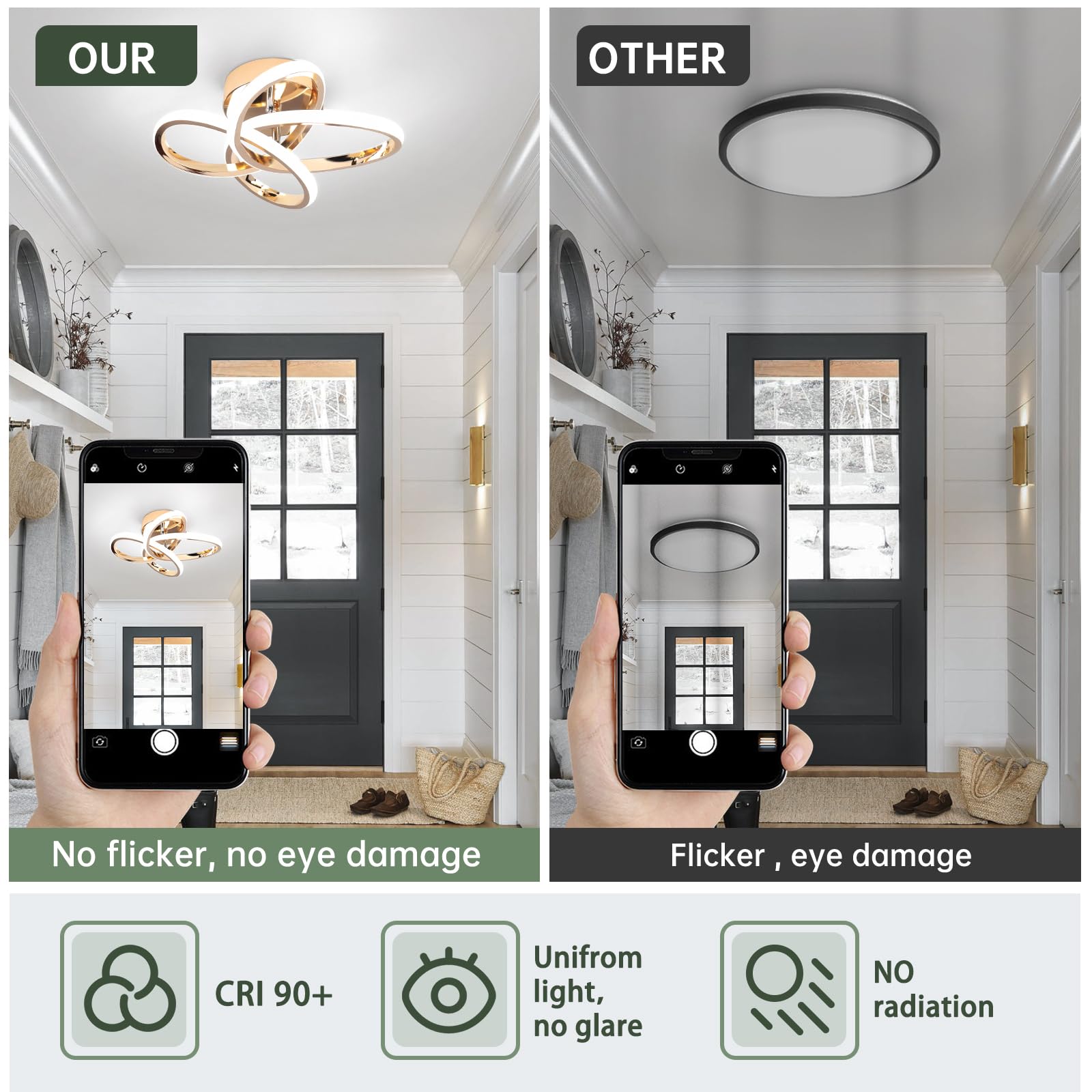 Caneoe Modern Hallway Light Fixtures, 6000K Modern Led Ceiling Light For Hallway, Small Close To Ceiling Lamp For Hallway Corrid