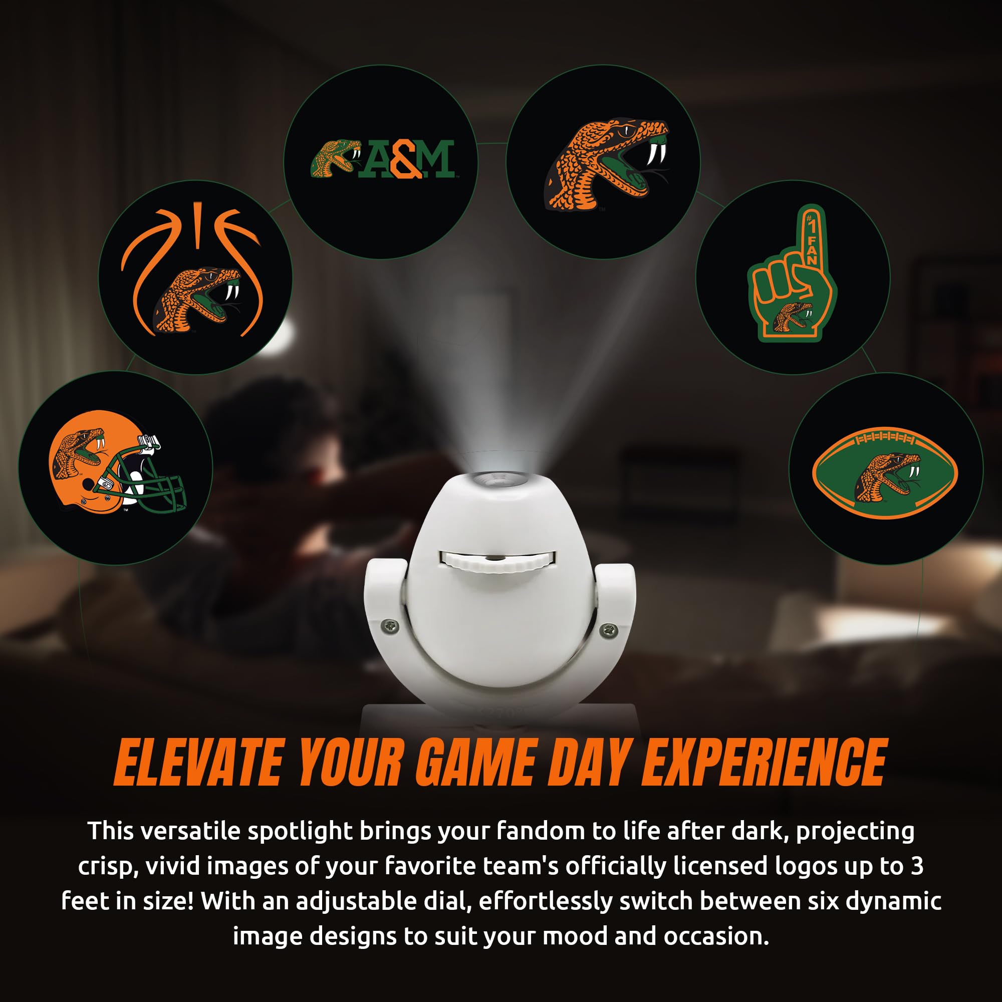 Sporticulture Adjustable LED Mini Spotlight Projector - Battery-Operated, Portable, 4.37” x 3.12”, Michigan State Spartans, Model SPOTLMIST