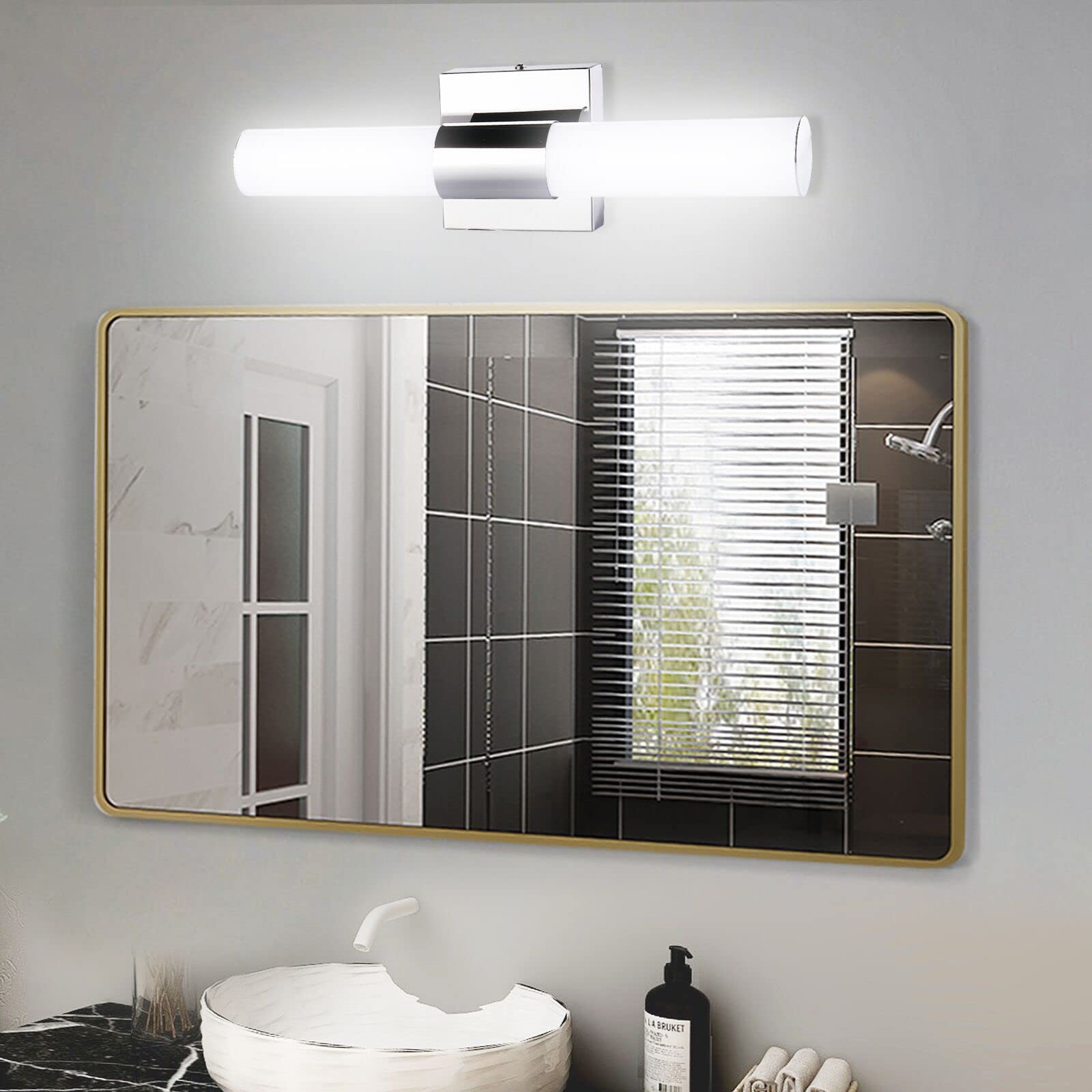 Trlife Dimmable Led Bathroom Light Fixture, 18.1 Stainless Steel, 10W Cool White 6000K, Model Vanityled-46Cm