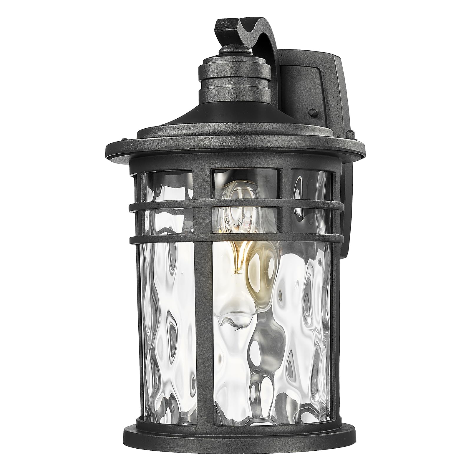 Darkaway Large Outdoor Porch Lights Wall Mount, 15inch Outside Light Fixtures Sconces Wall Lighting with Water Ripple Glass Wate