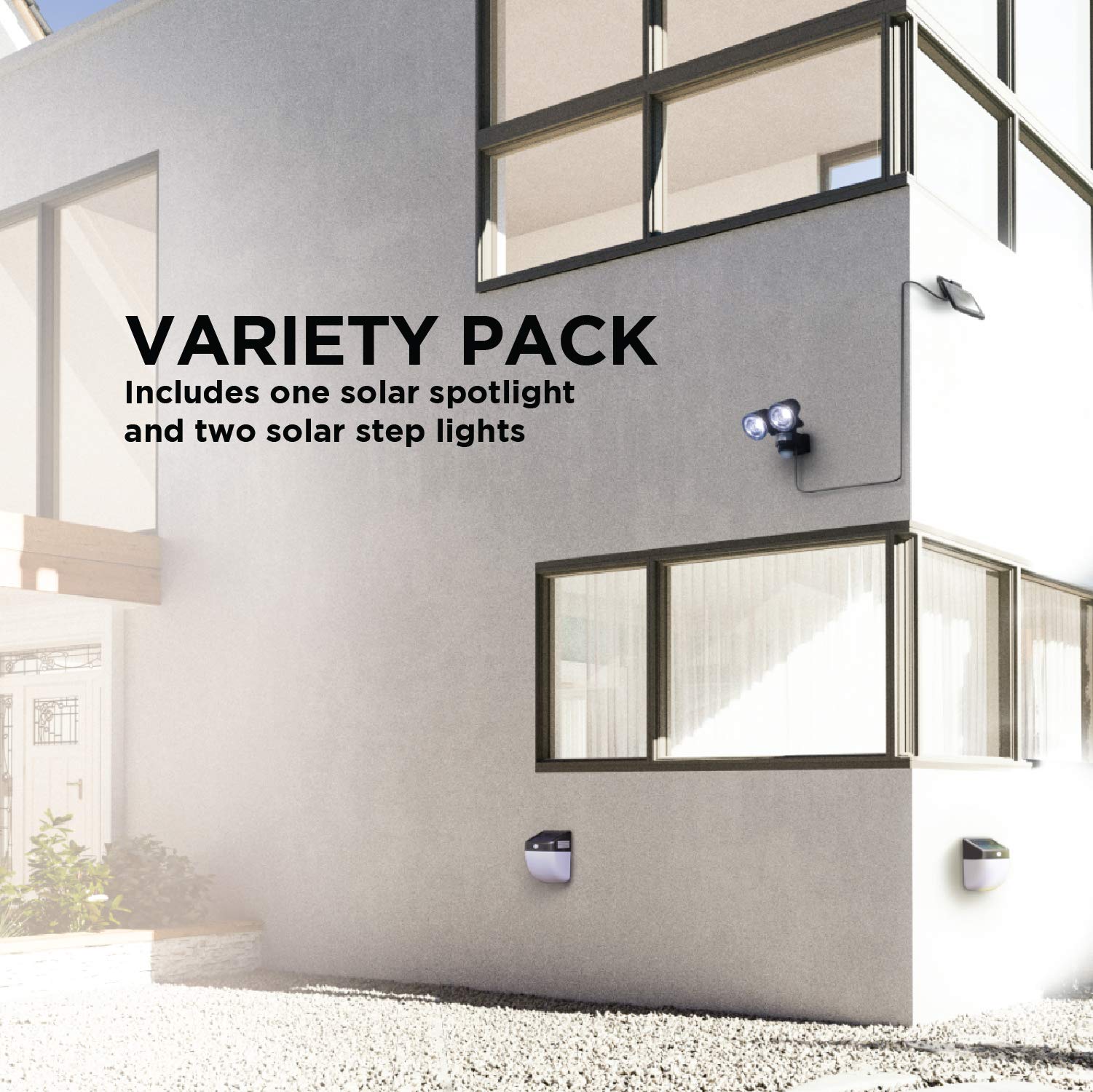 Home Zone Security Solar Wall Lights - Intelligent Solar Linkable Solar Motion Sensor Wall Lights (1-Set)