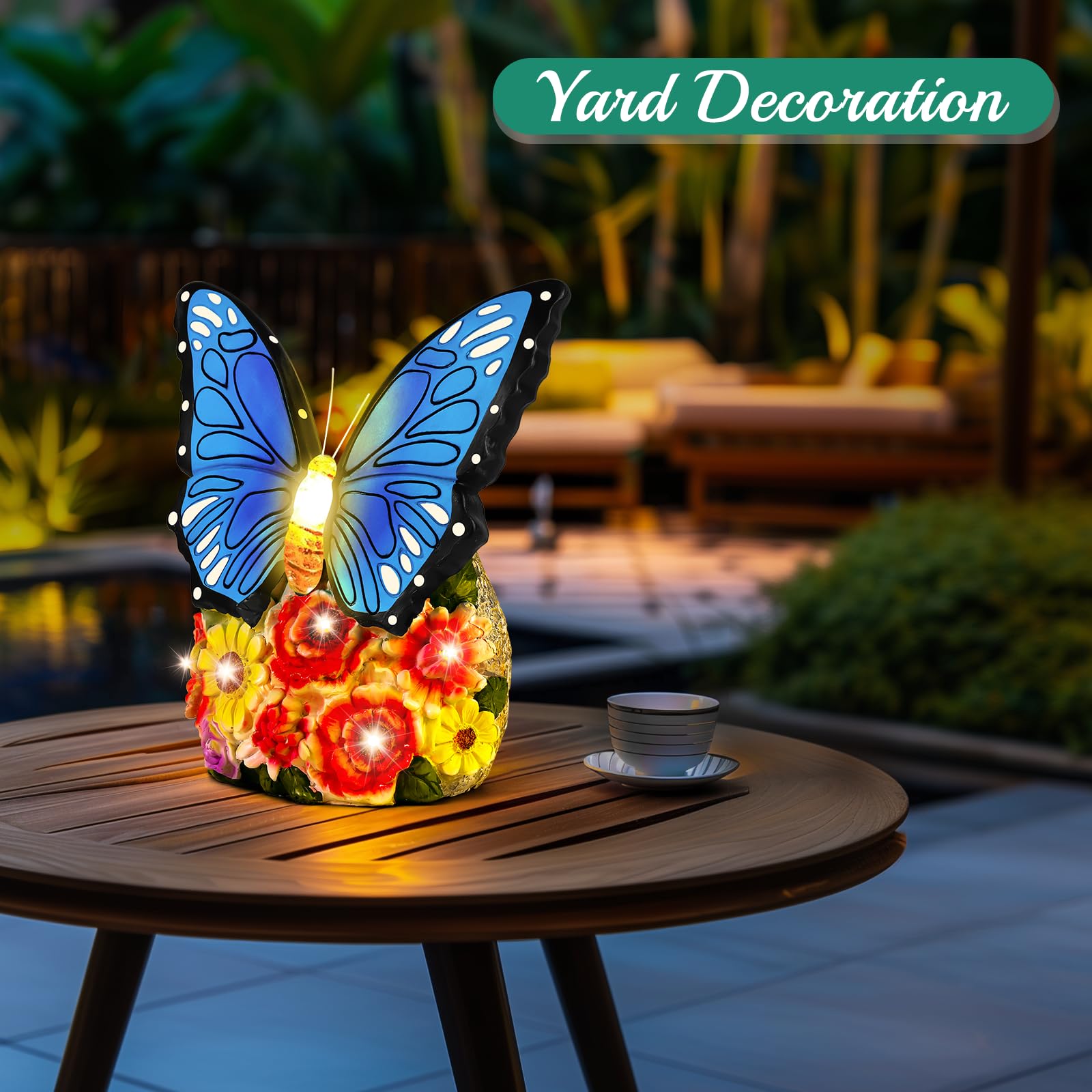 Linkax Mothers Day Mom Gifts For Mothers Wife Daughter, Solar Butterfly Lights Garden Decor, Outdoor Statues For Outside Yard Pa