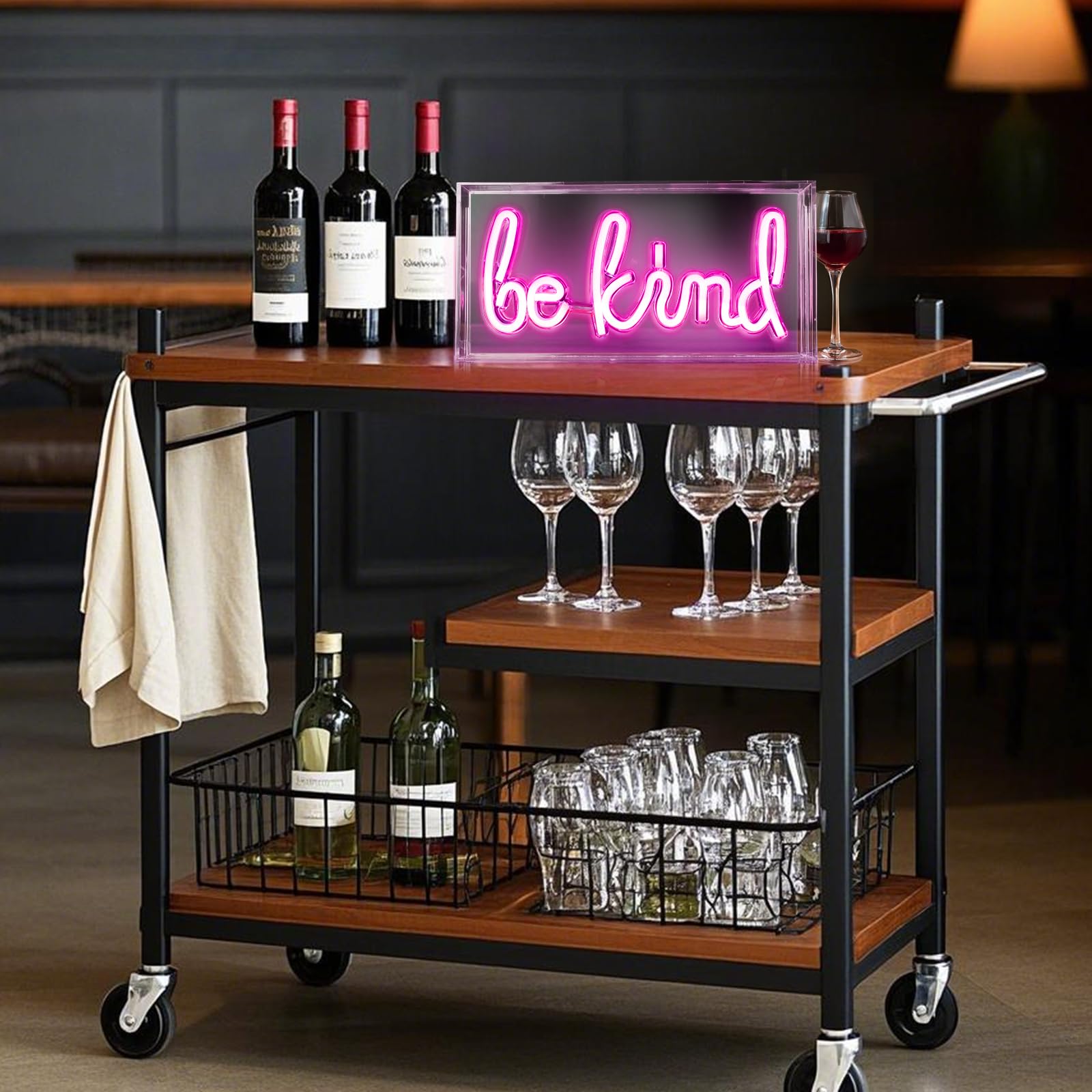 HOSITARK Be Kind Neon Sign Desk Lightbox USB LED Acrylic Pink Model HTK-Be Kind-Pink